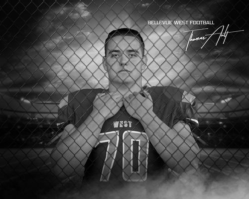 bellevue west high football player senior portrait session