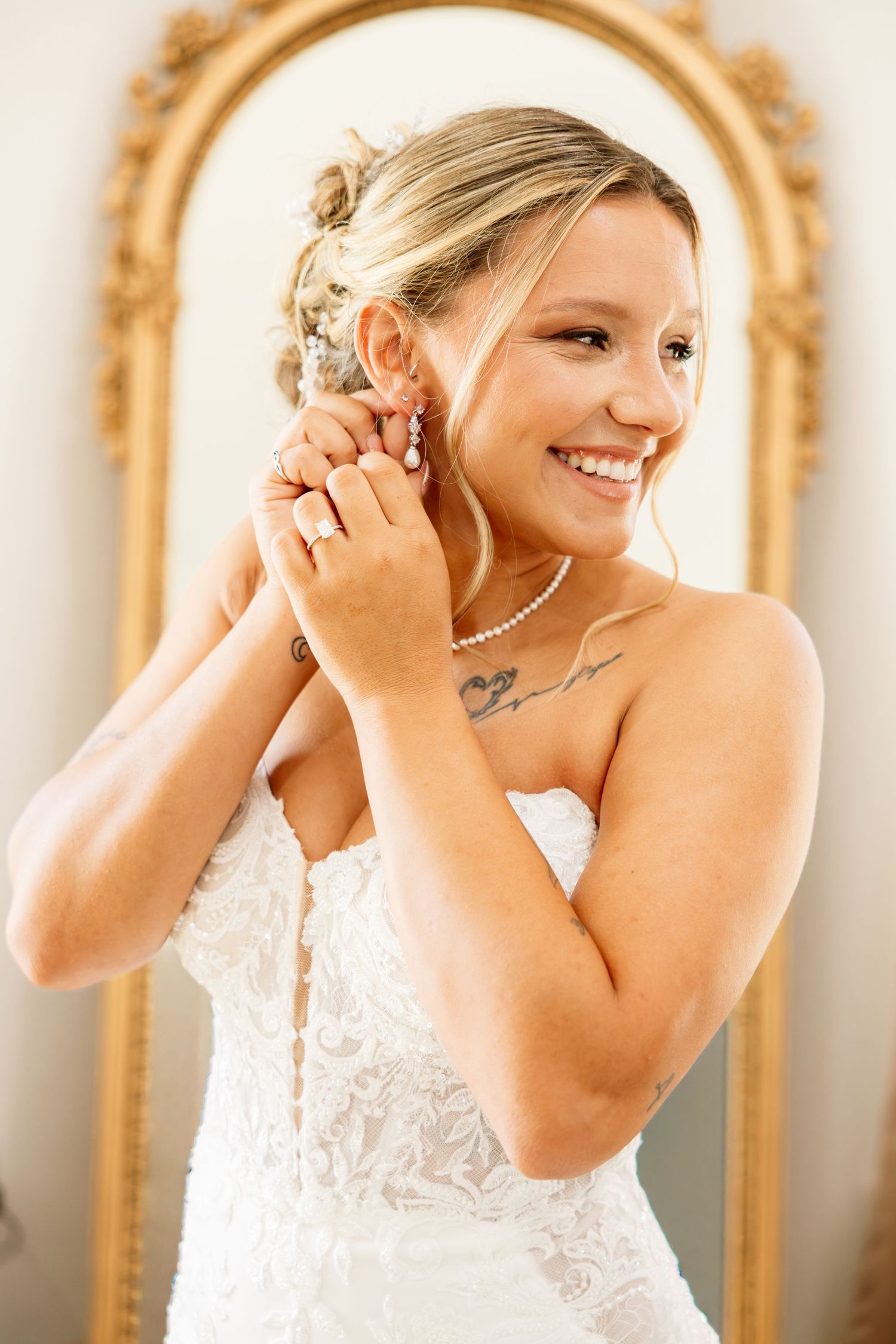 A beautiful bride getting ready for her wedding day at Chandelier Oaks in Mississippi, capturing the quiet moments before the celebration