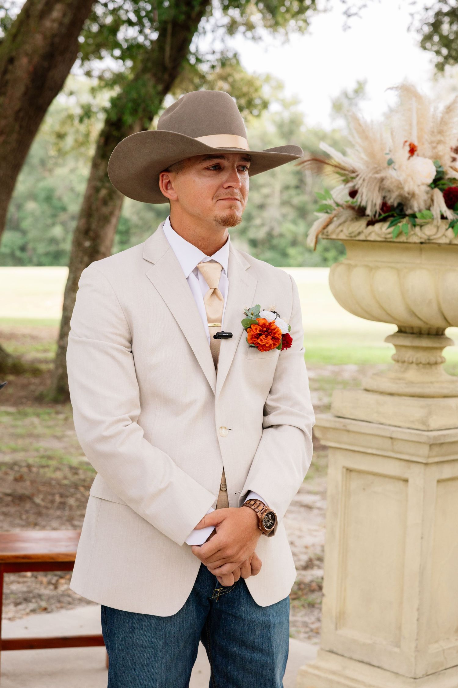 Grooms first look to his bride walking down the aisle captured by Alyson Williams Photography