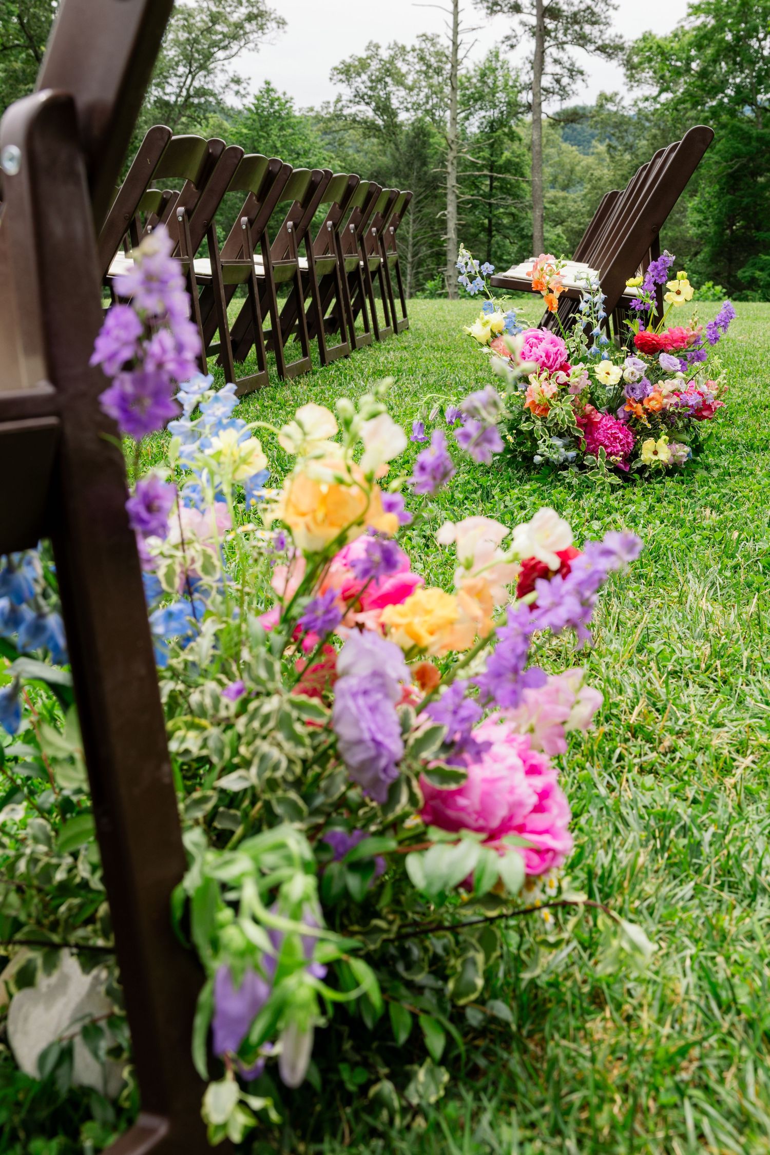 Vibrant snapdragons and iris flowers bloom along a wooden fence in a lush garden setting.