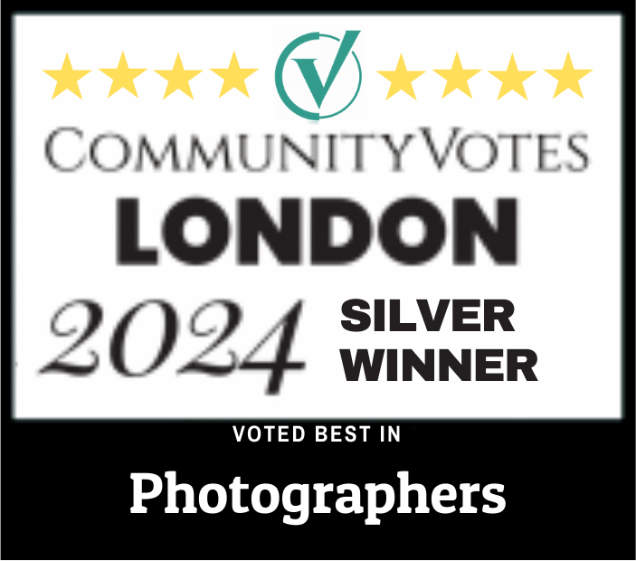 CommunityVotes London 2024 Silver Winner award badge for photography with star rating.