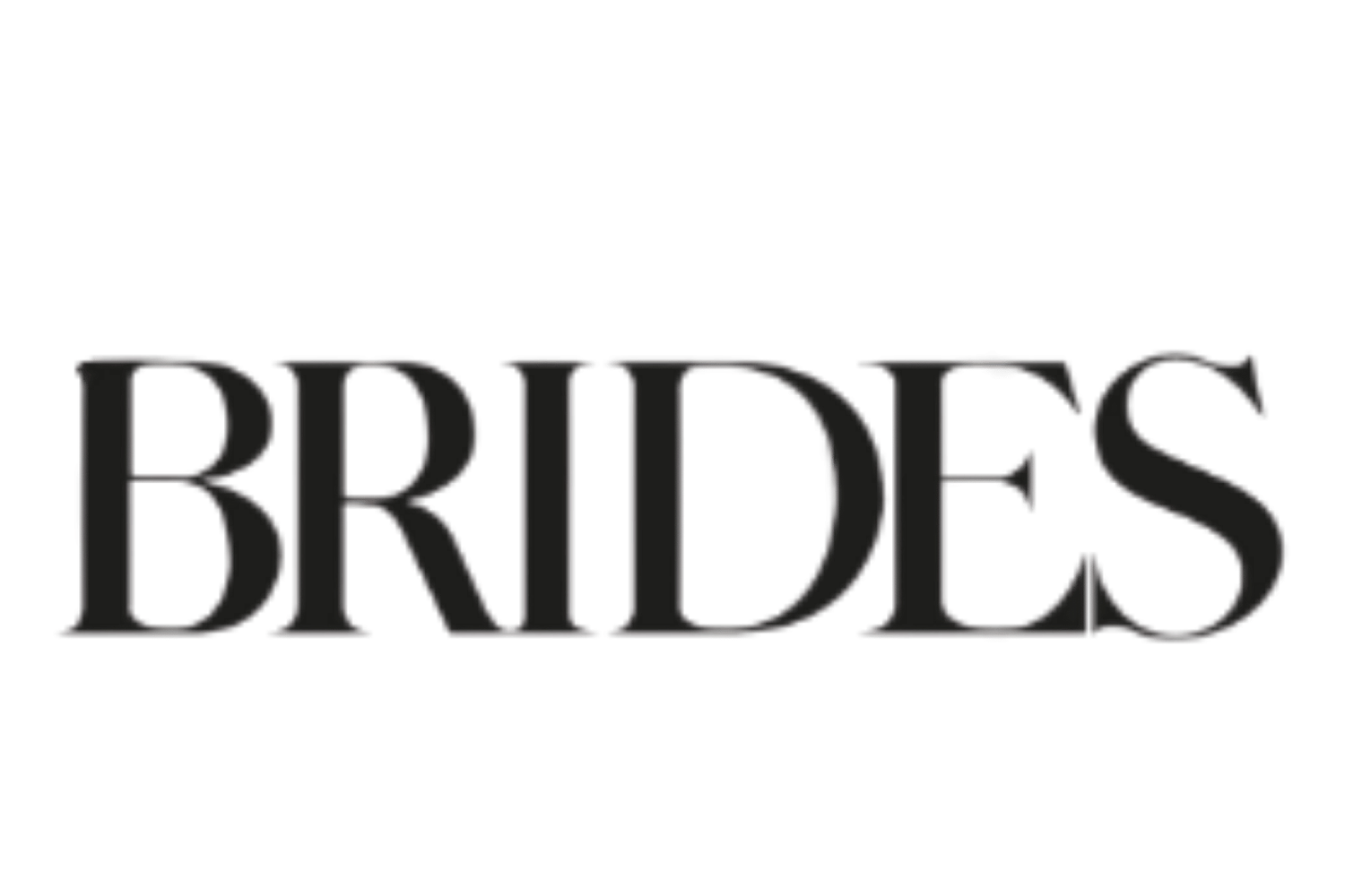 BRIDES magazine logo in bold black serif typography on white background.