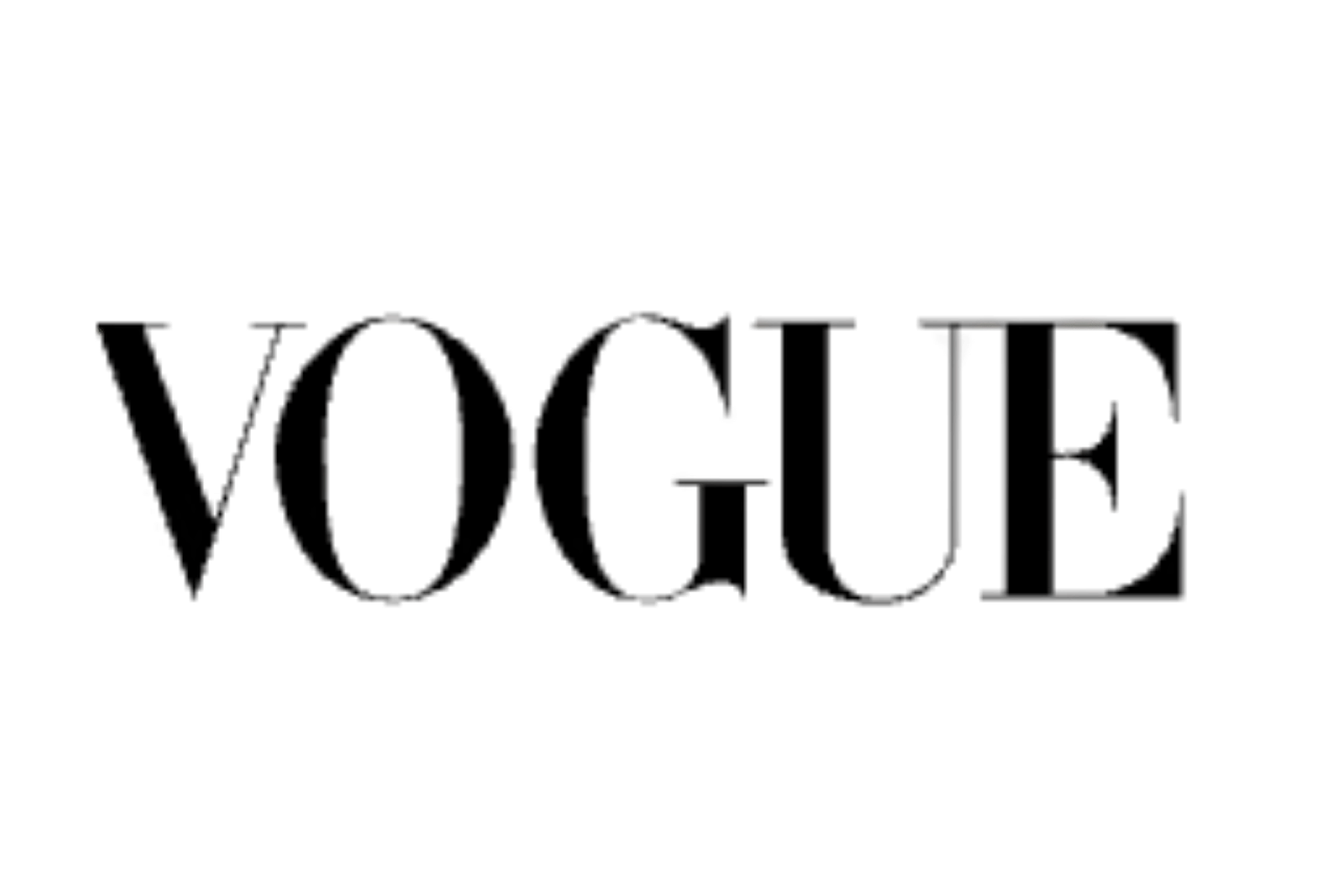 Vogue magazine logo in bold black serif typography on a white background.