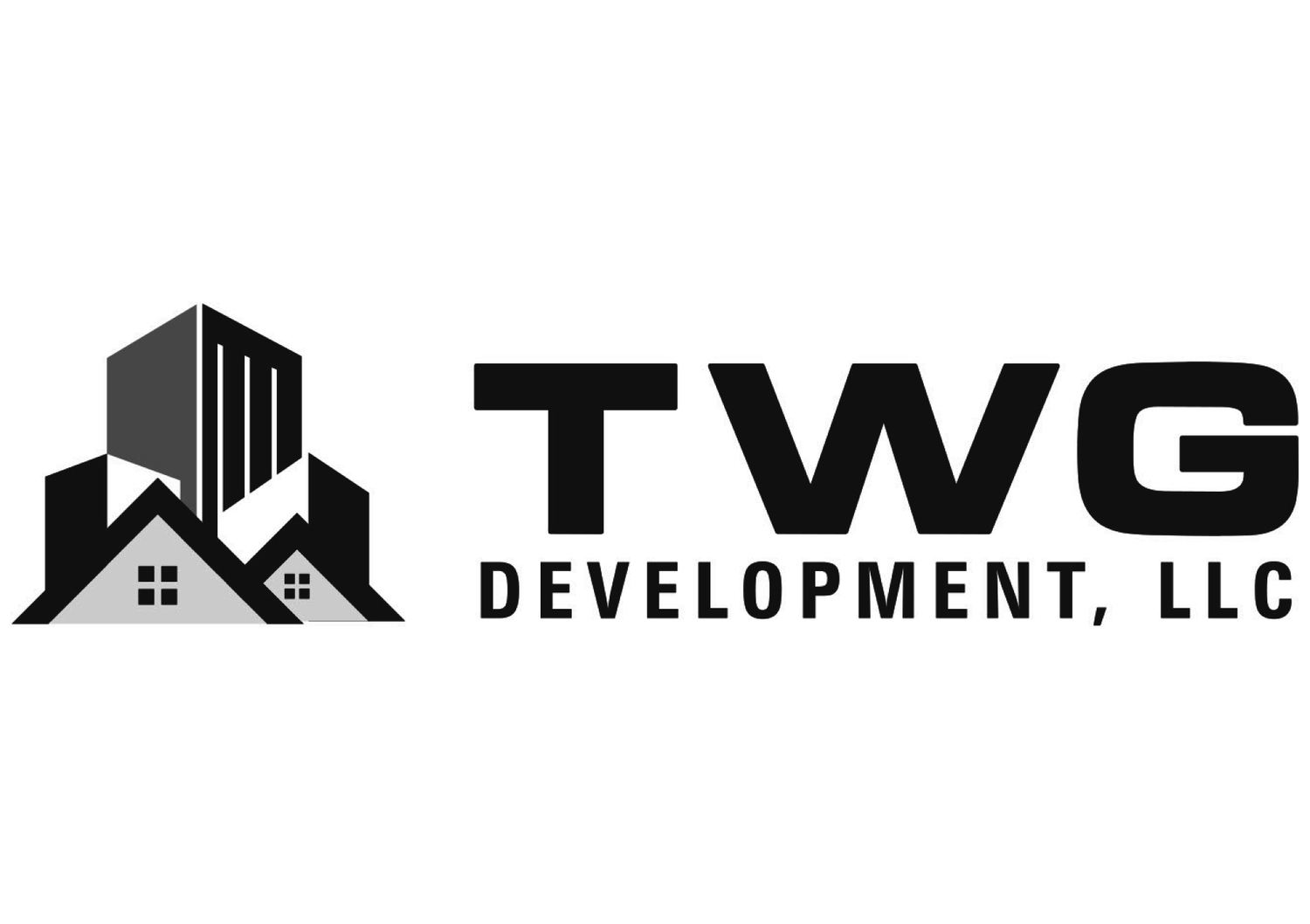 TWG Development company logo featuring a black house icon and text in minimalist design.