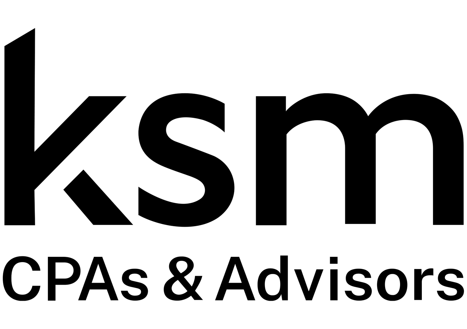 Black Cummins CPA firm logo with text showing company name and services.