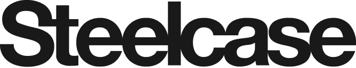 Black Steelcase company wordmark logo in a minimalist style.