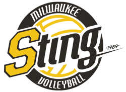 Collection of Milwaukee volleyball related logos and emblems in black and yellow.