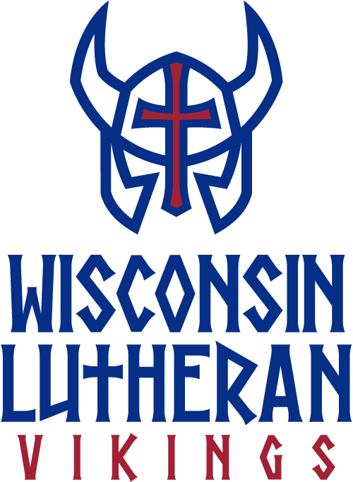 Wisconsin Lutheran Vikings sports team logo with Nordic style typography and cross design.