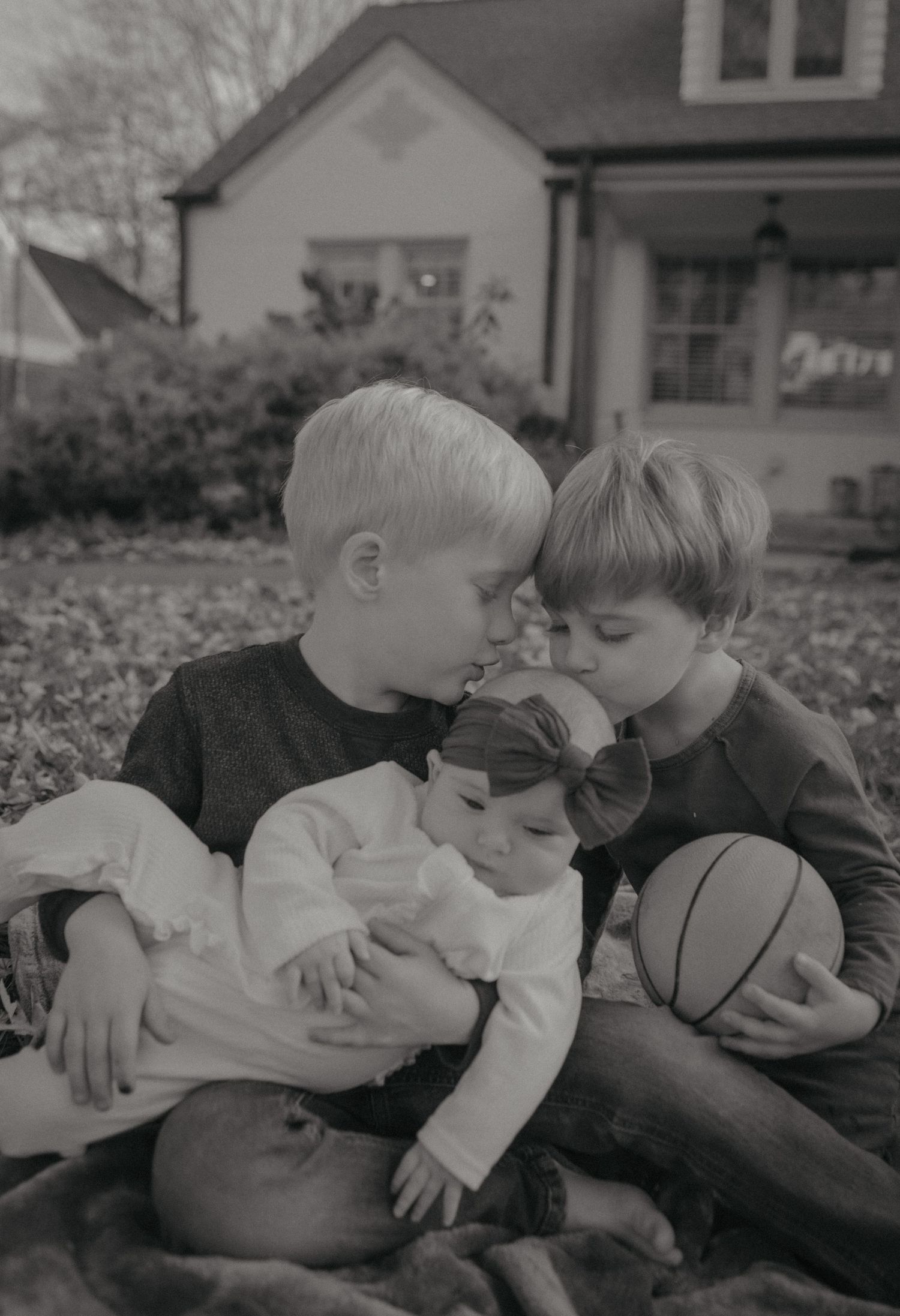 family photo black and white