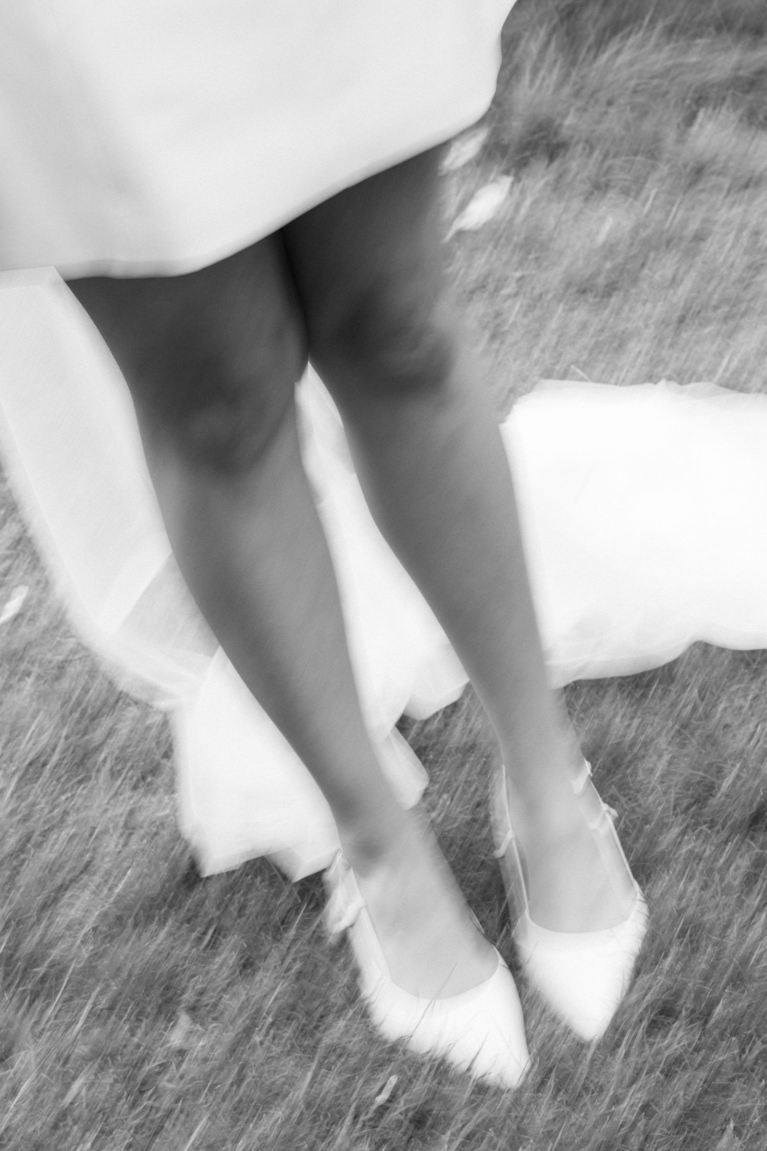 Motion-blurred close-up of bridal outfit at an intimate Melbourne wedding