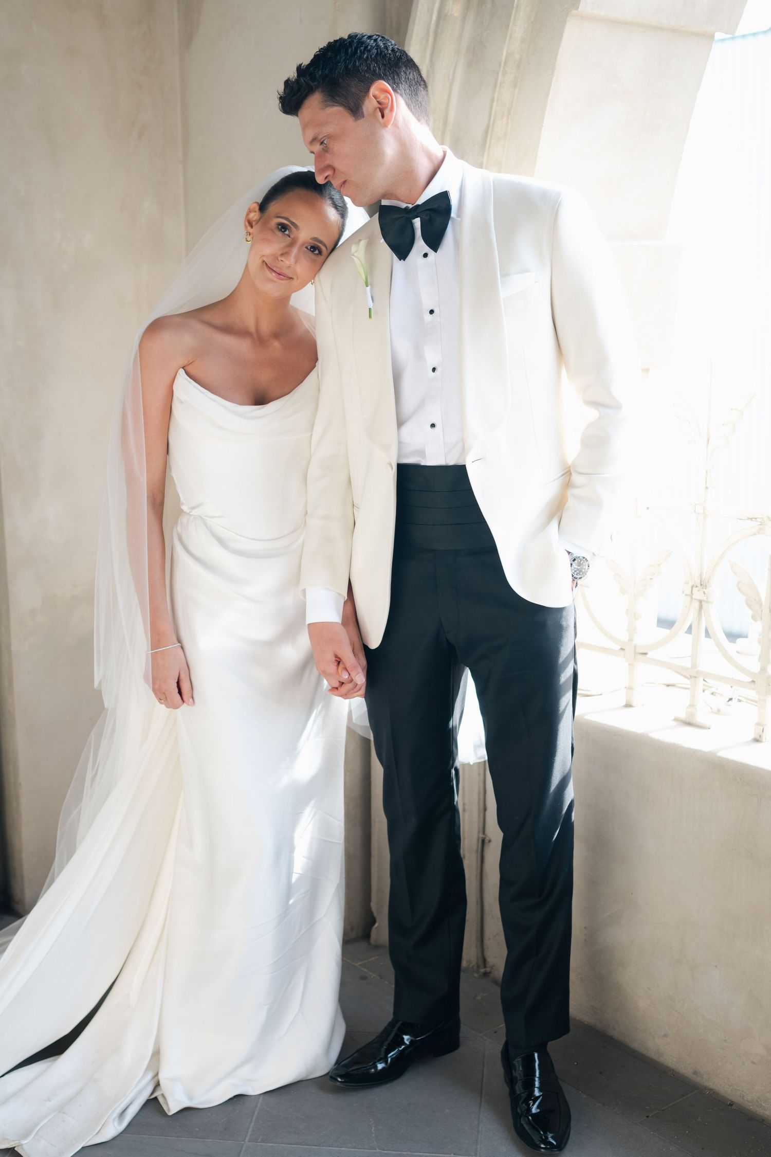 Editorial bride and groom wedding portrait at Sophia Prahran