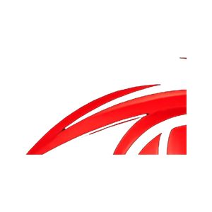 Red and white abstract swoosh logo design with dynamic curved lines suggesting speed and motion.