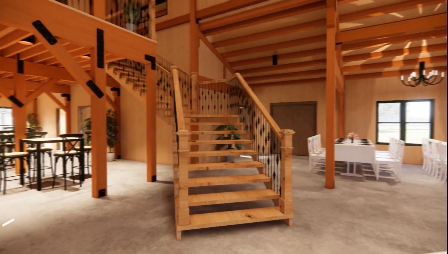 image of 9 acres event barn grand staircase
