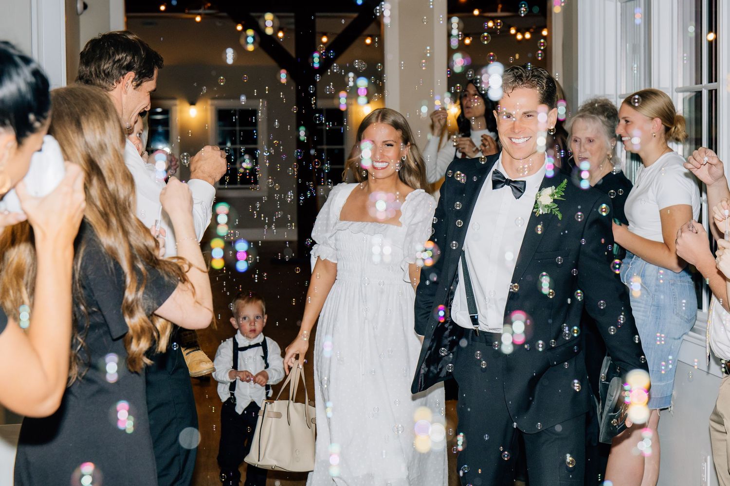 wedding reception with bubble grand exit at harvest park event center in mapleton utah
