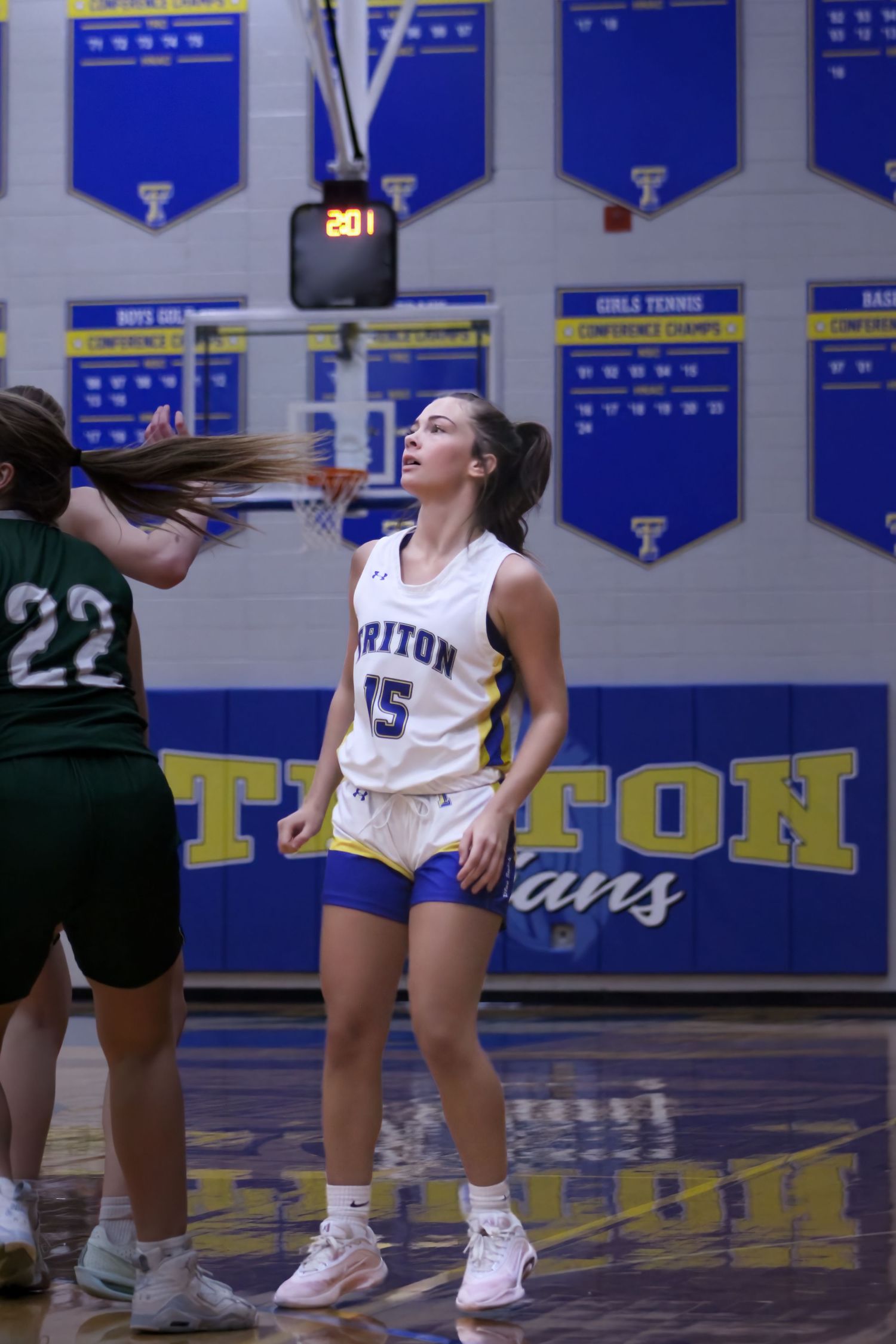 Triton H.S. (Bourbon) Varsity Girls Basketball Player Janika Kemp participating in a home game.