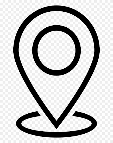 Black and white map pin location marker icon.