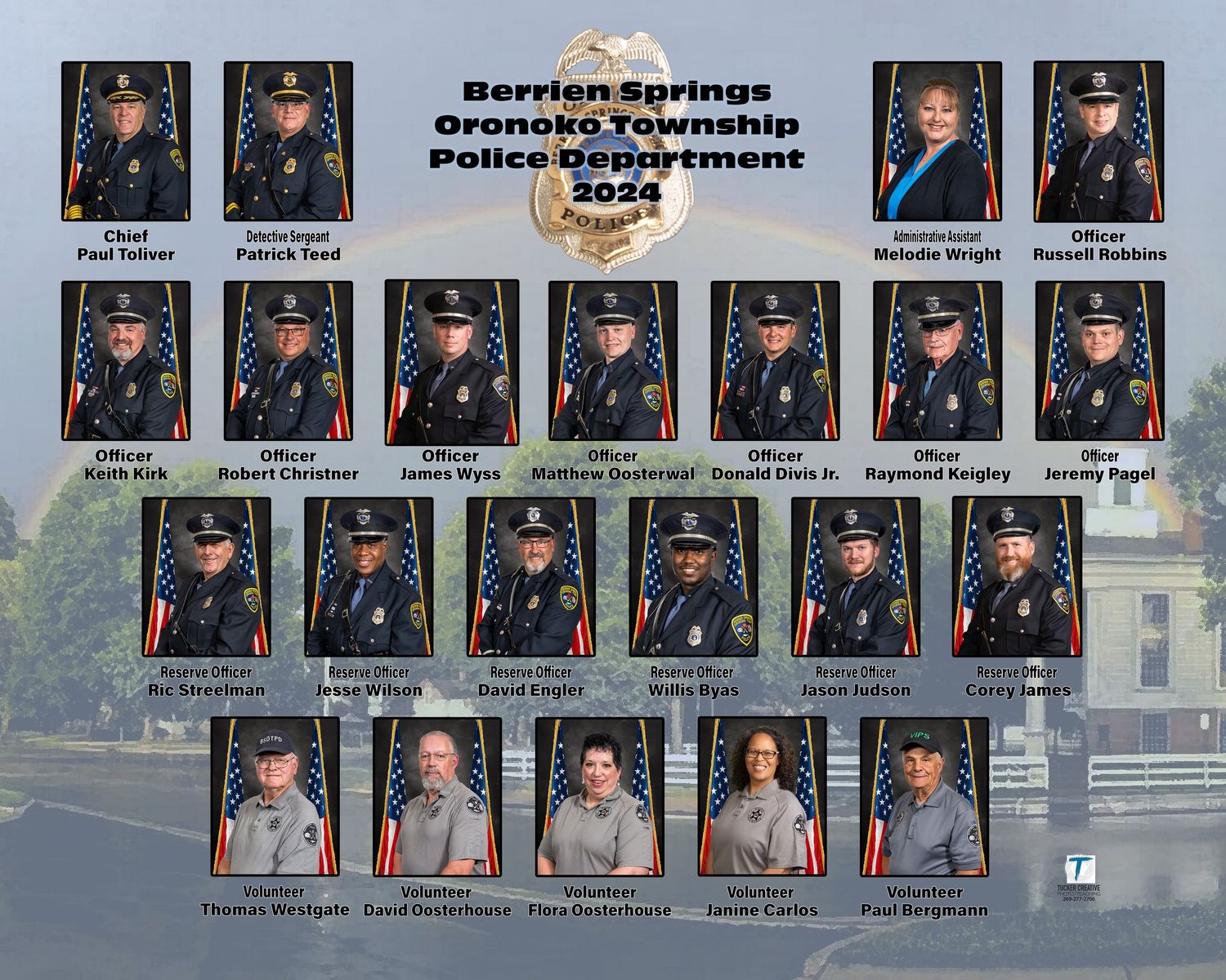 Berrien Springs Oronoko Township Police Department 2024 official group composite portrait photo.