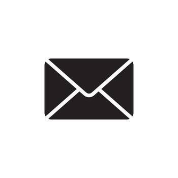 Black envelope email icon on white background.
