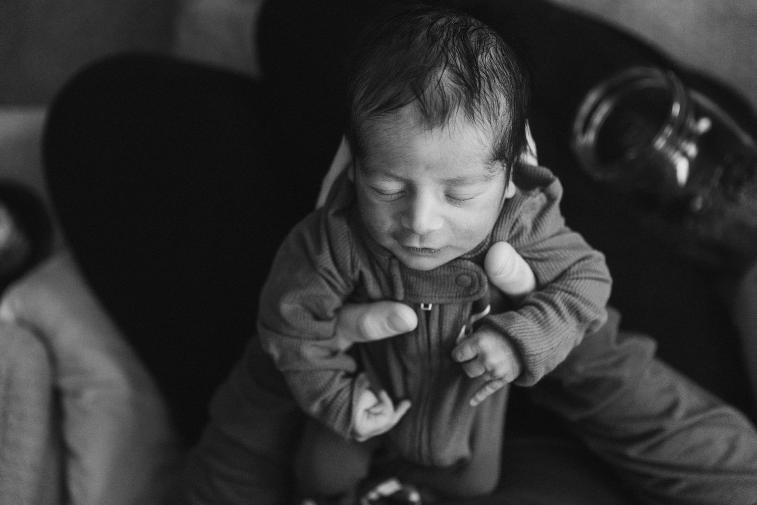 Black and white portrait series showing emotional expressions and moments.
