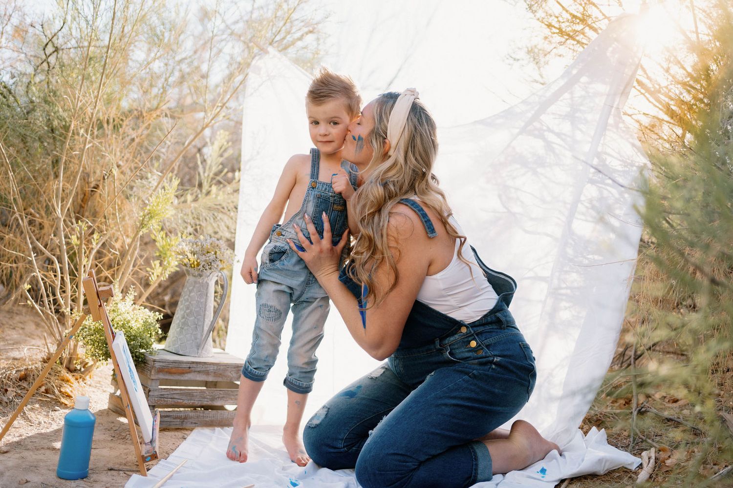 mom and son pose for a photo during the family photography session in Knob Noster, MO