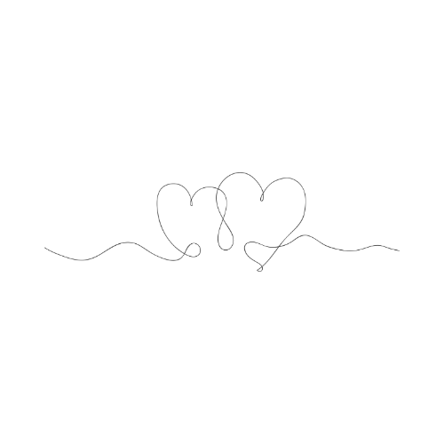 Minimalist continuous line drawing of two intertwined hearts, elegant single stroke art perfect for romantic designs.