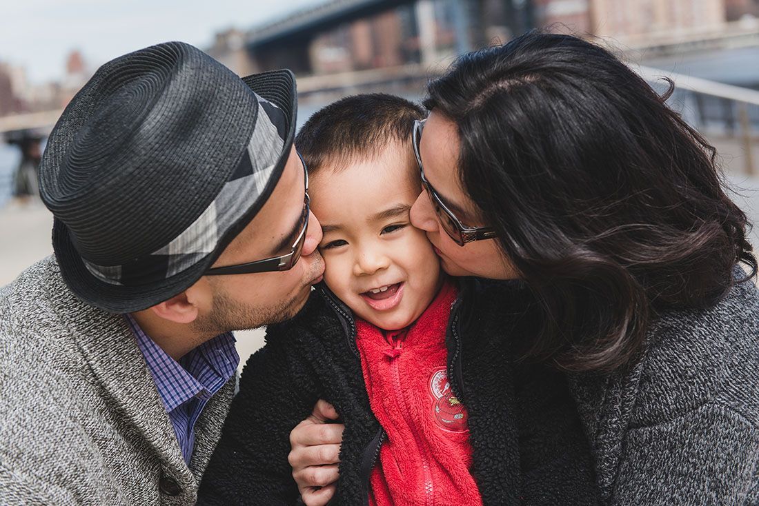 Intimate family portrait sequence showing close-up emotional moments.