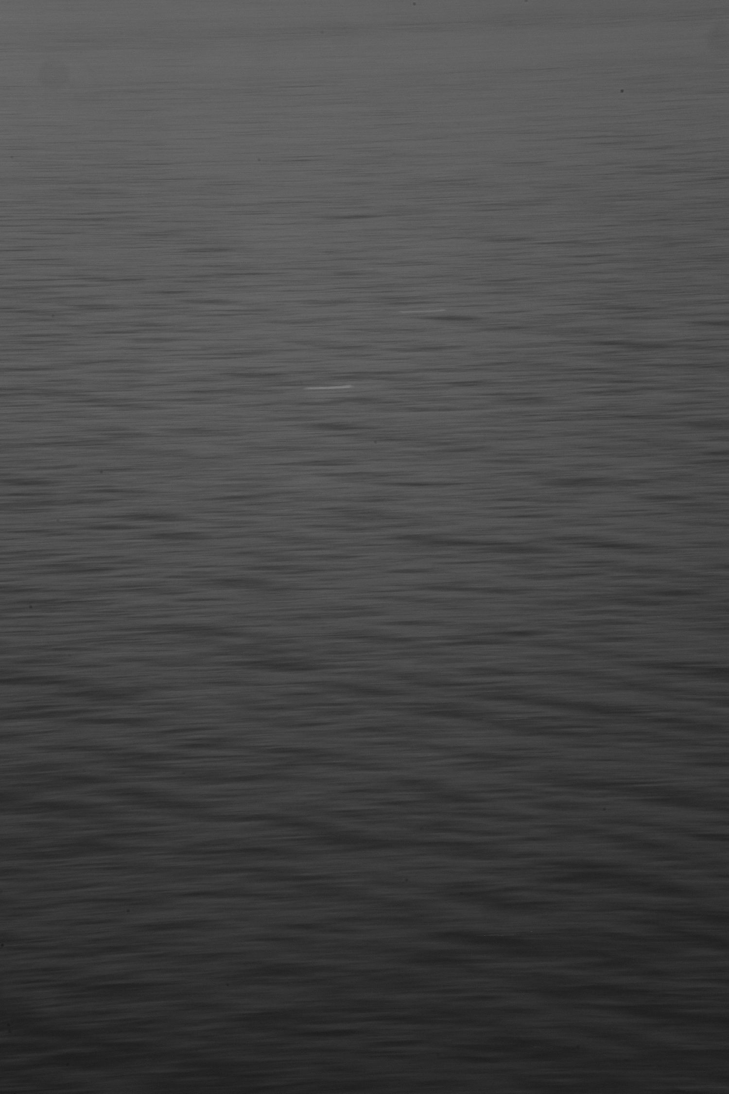 Minimalist black and white seascape showing rippling water texture.