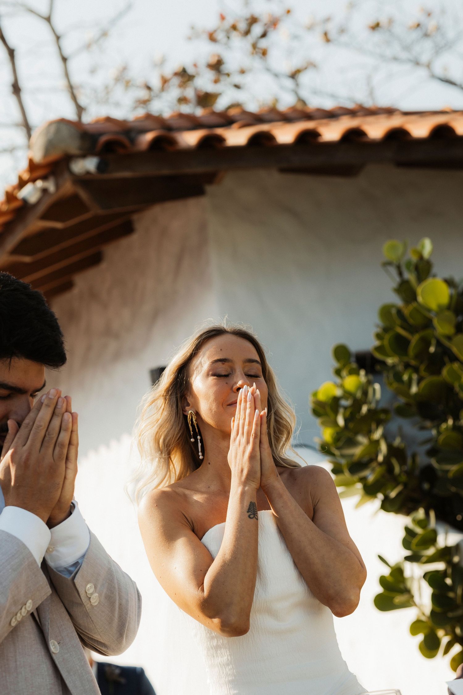 Emotional wedding moment captured in a series of candid expressions.