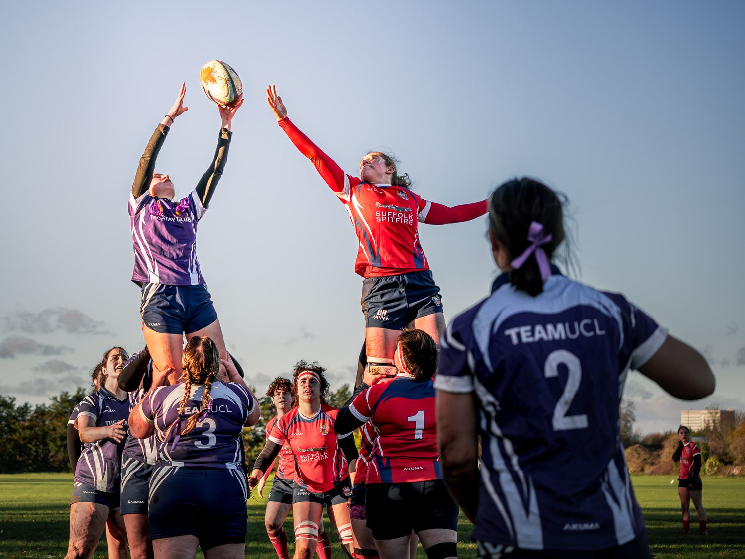 King's College London women's rugby defeat UCL women's rugby line out 2025