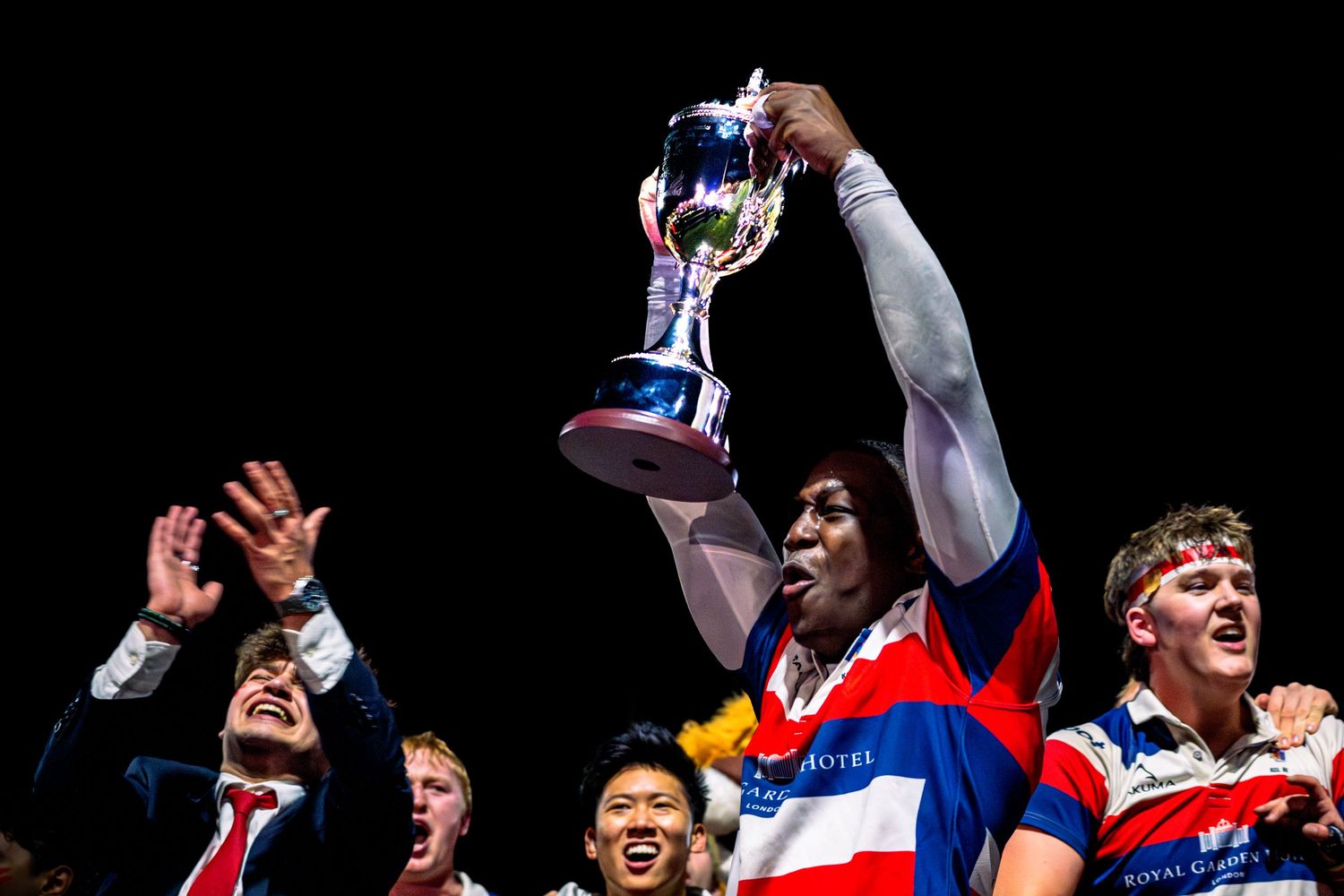 Strand Cup 2025 university rugby King's College London defeat LSE rugby 2025 trophy celebration