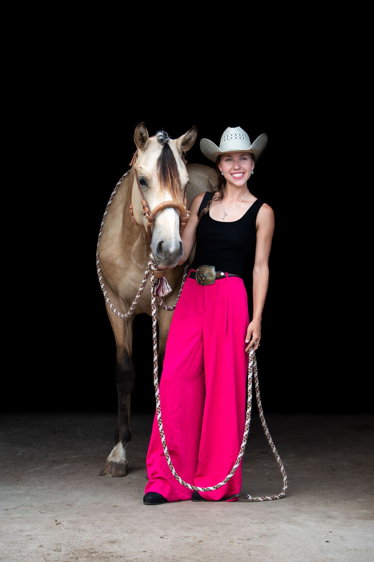 Black Background of Horse & Rider