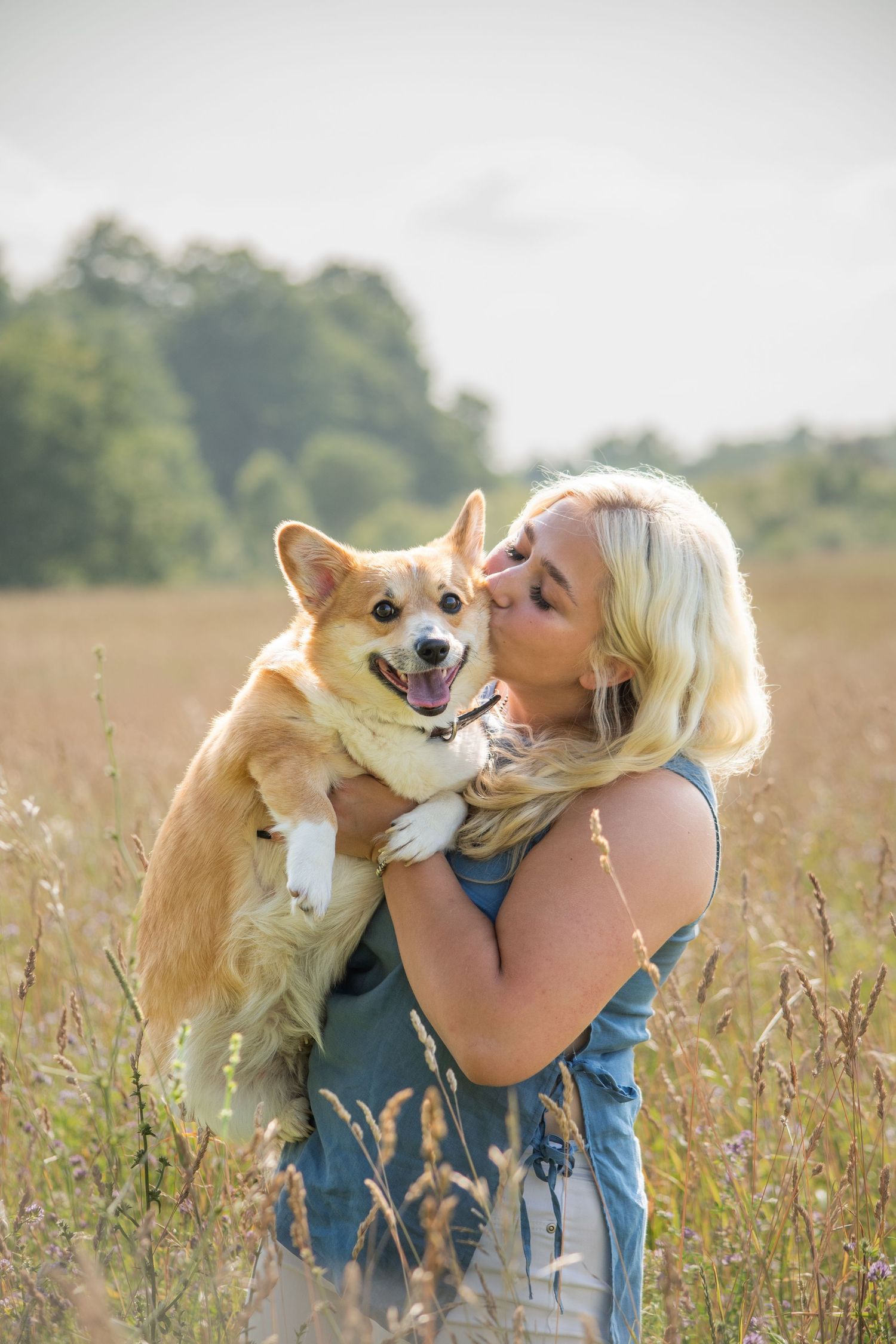 Summer Photo of a Girl with her Corgi