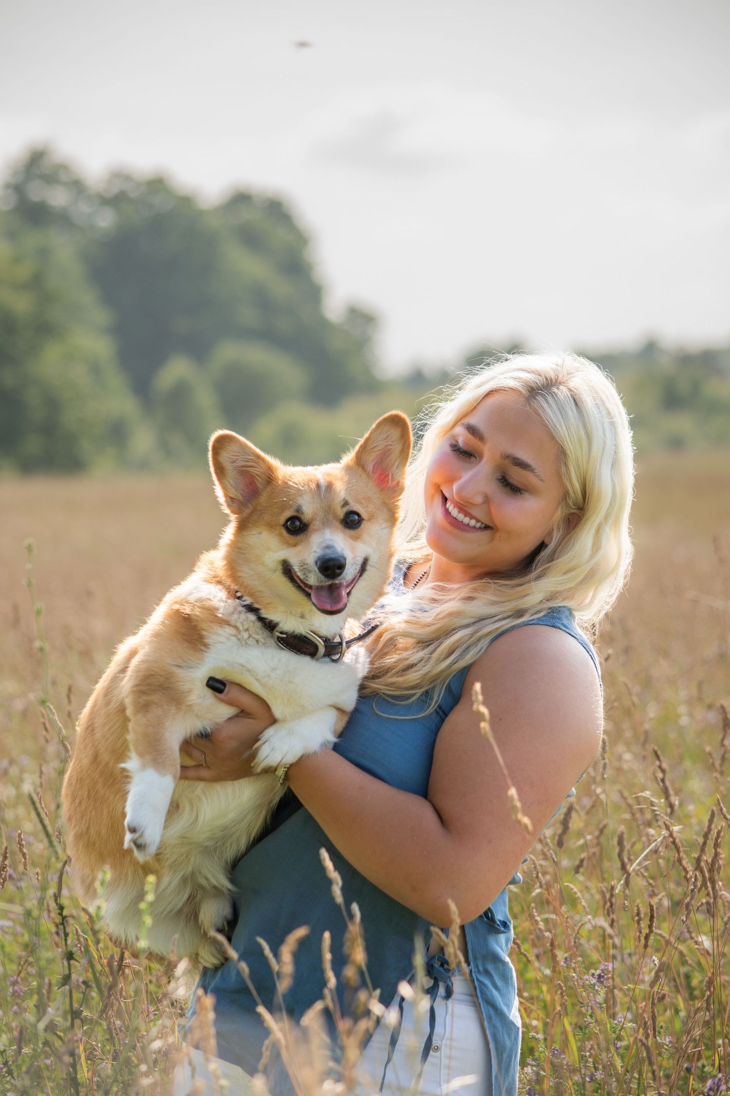 Summer Photo of a Girl with her Corgi
