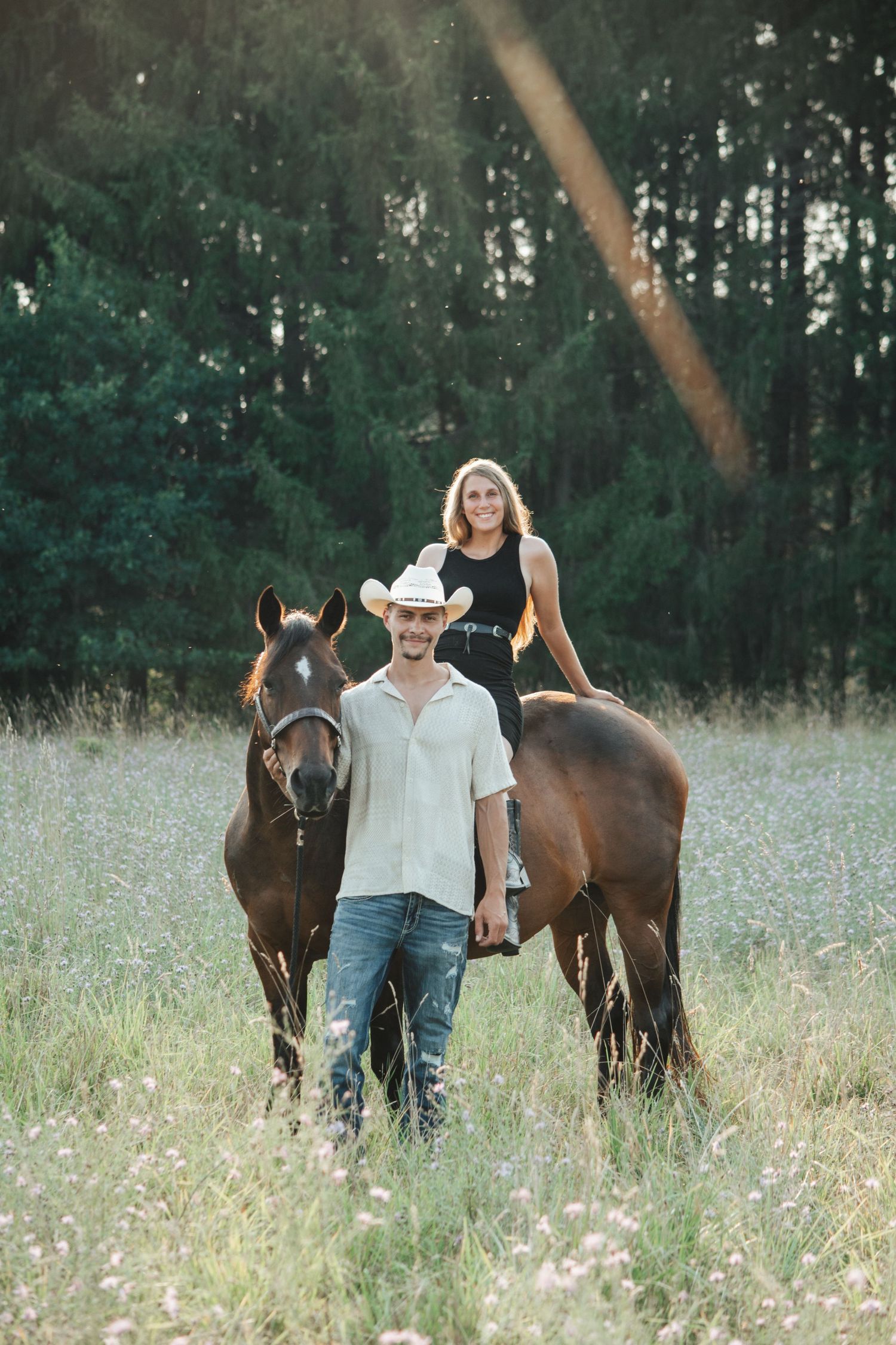 Summer Photo of Couple with a Horse