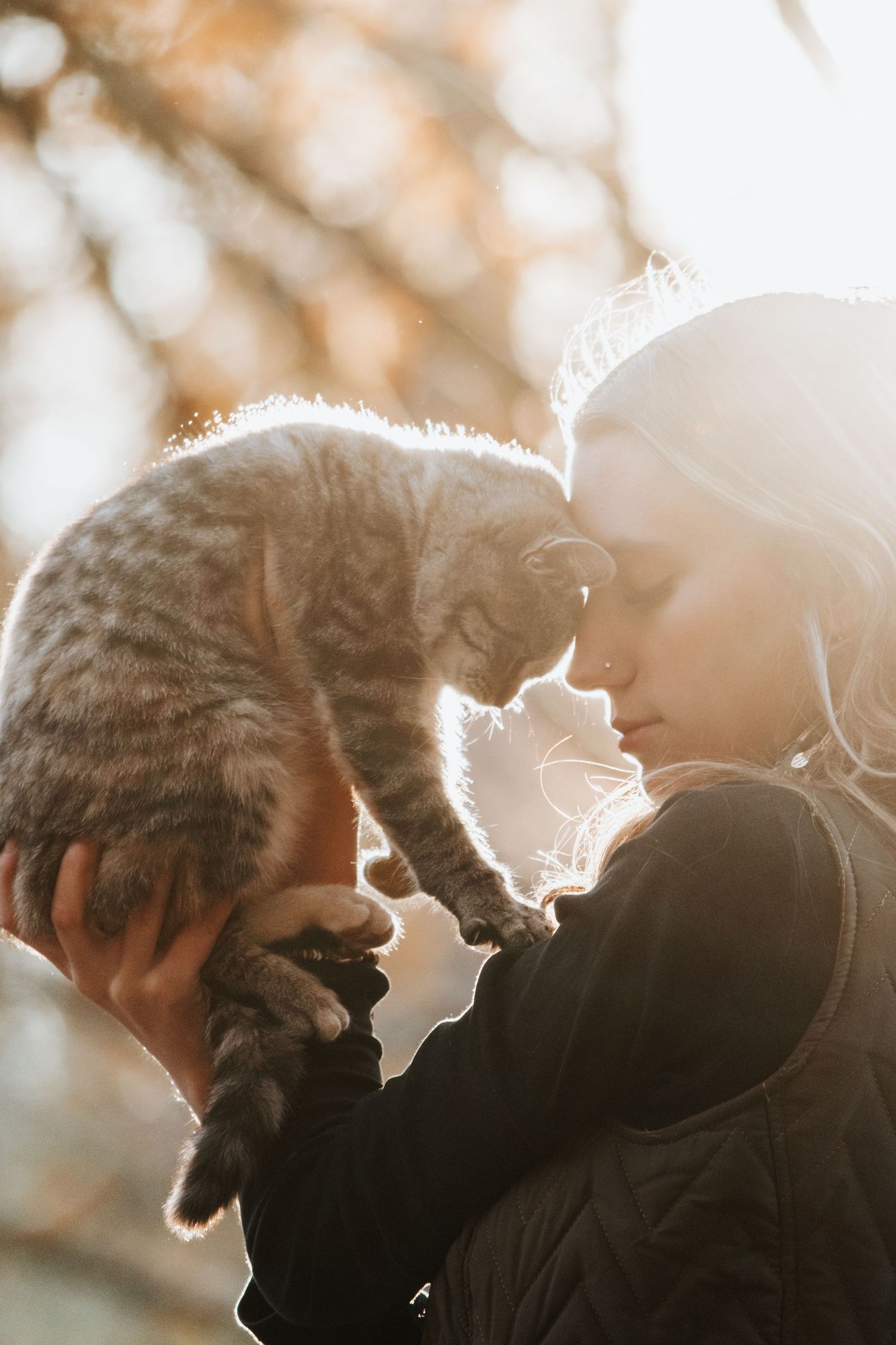 Fall Photo of a Girl with her Cat
