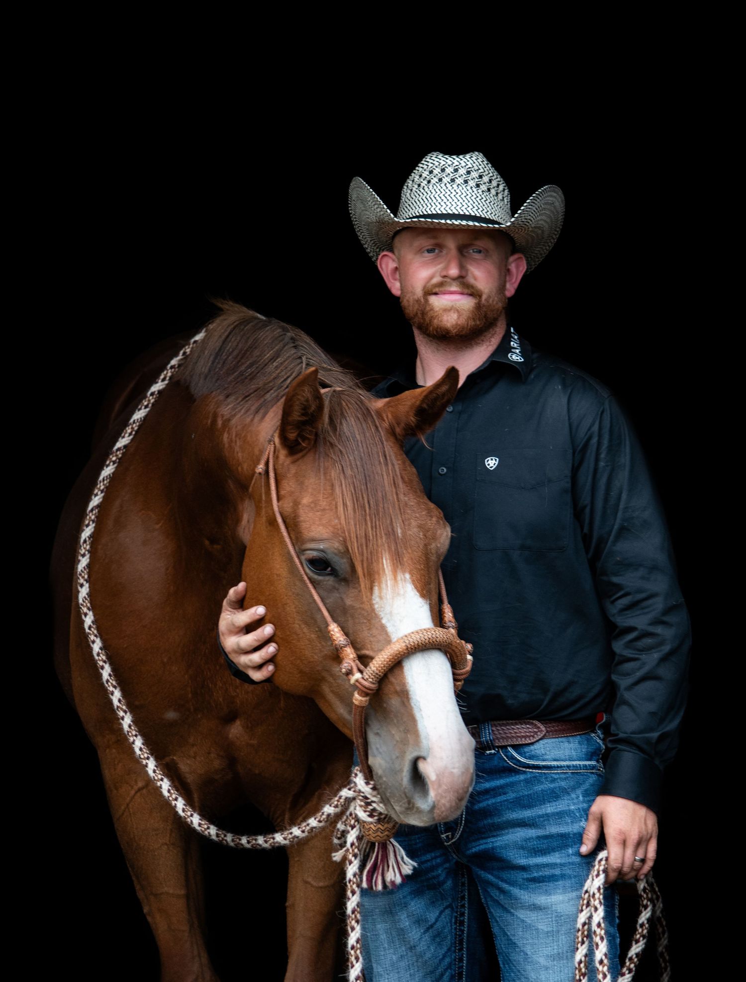Black Background of Horse & Rider