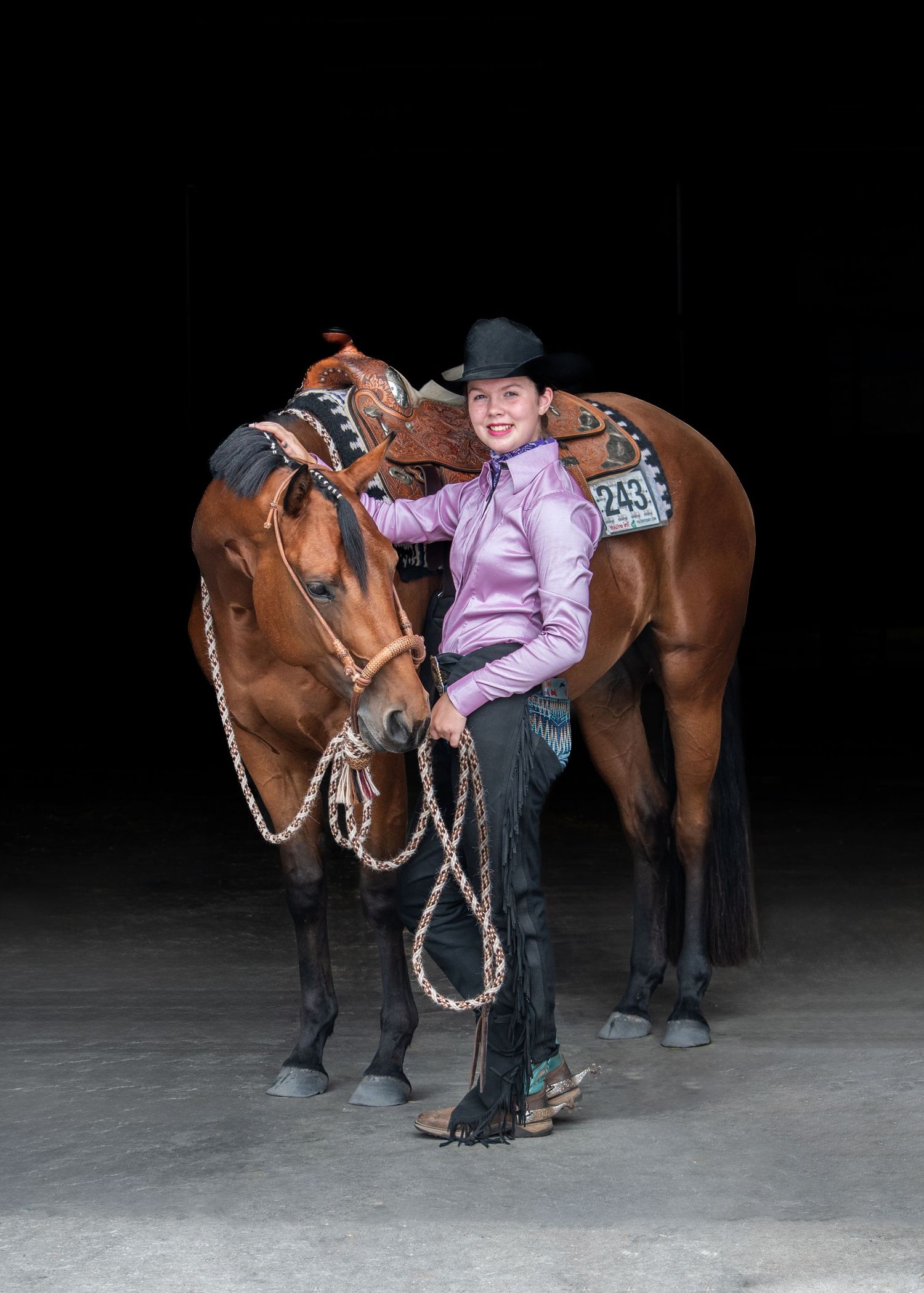Black Background of Horse & Rider