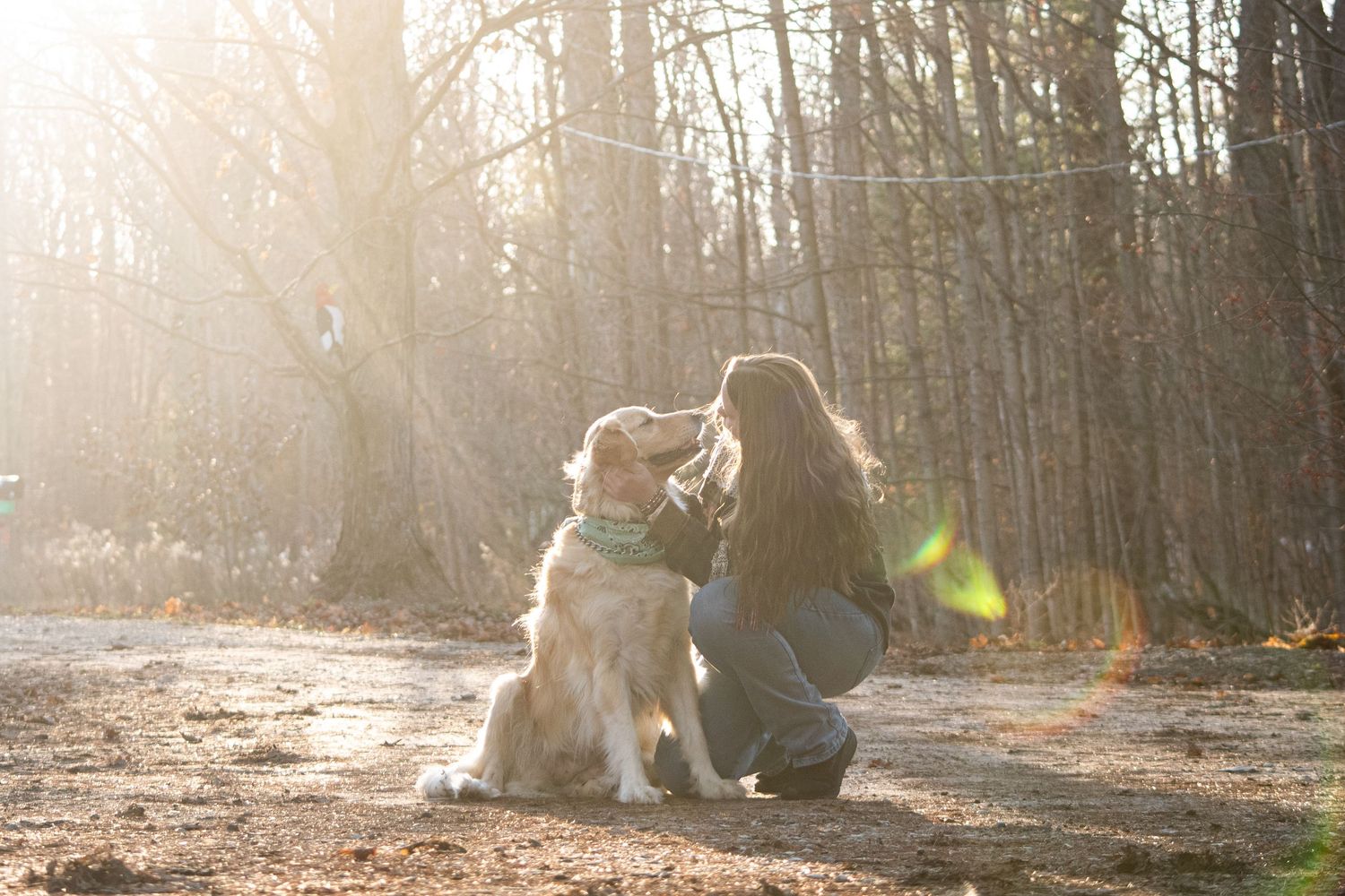 Fall Photo of a Girl with her golden retriever