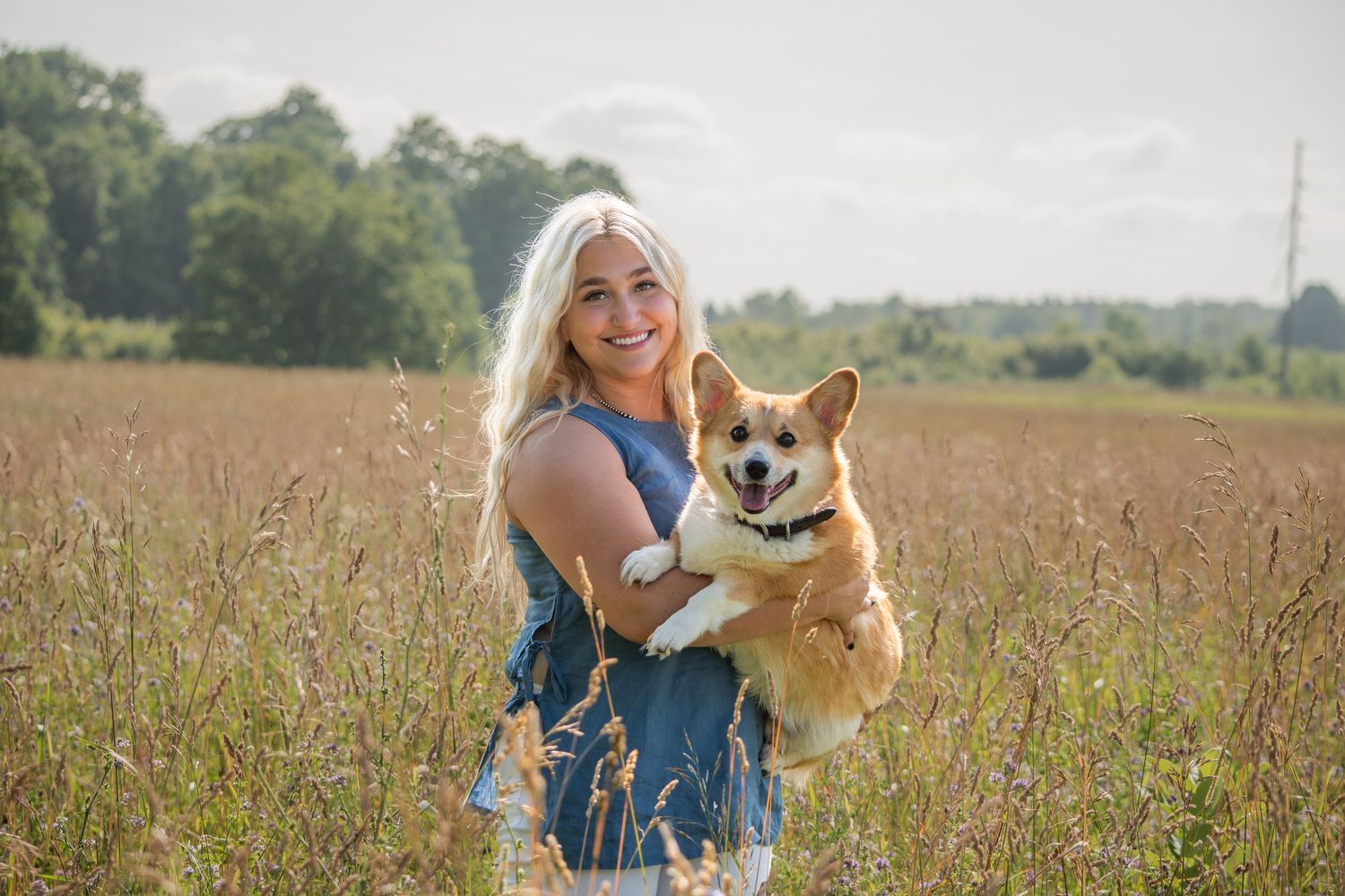 Summer Photo of a Girl with her Corgi