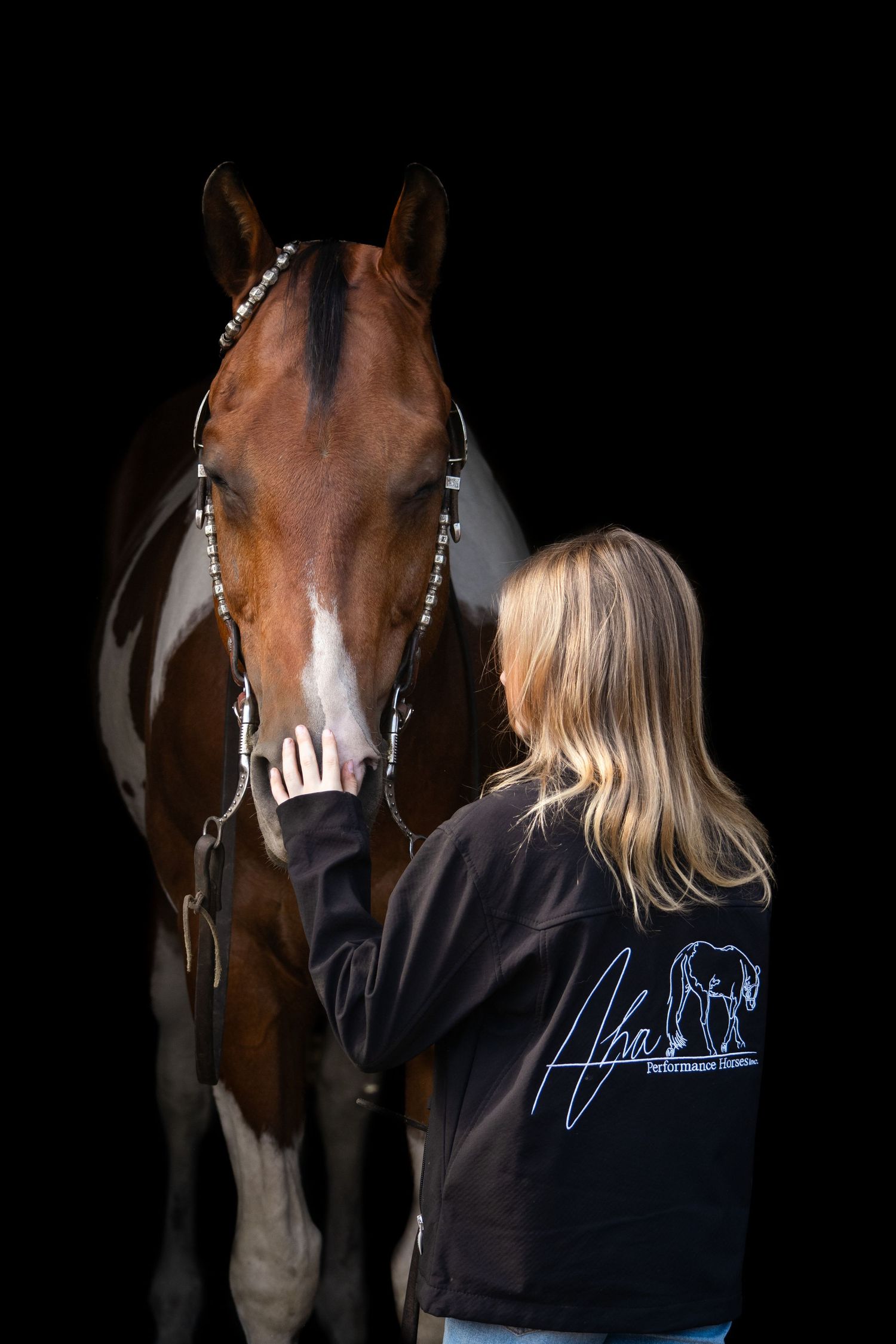 Black Background of Horse & Rider