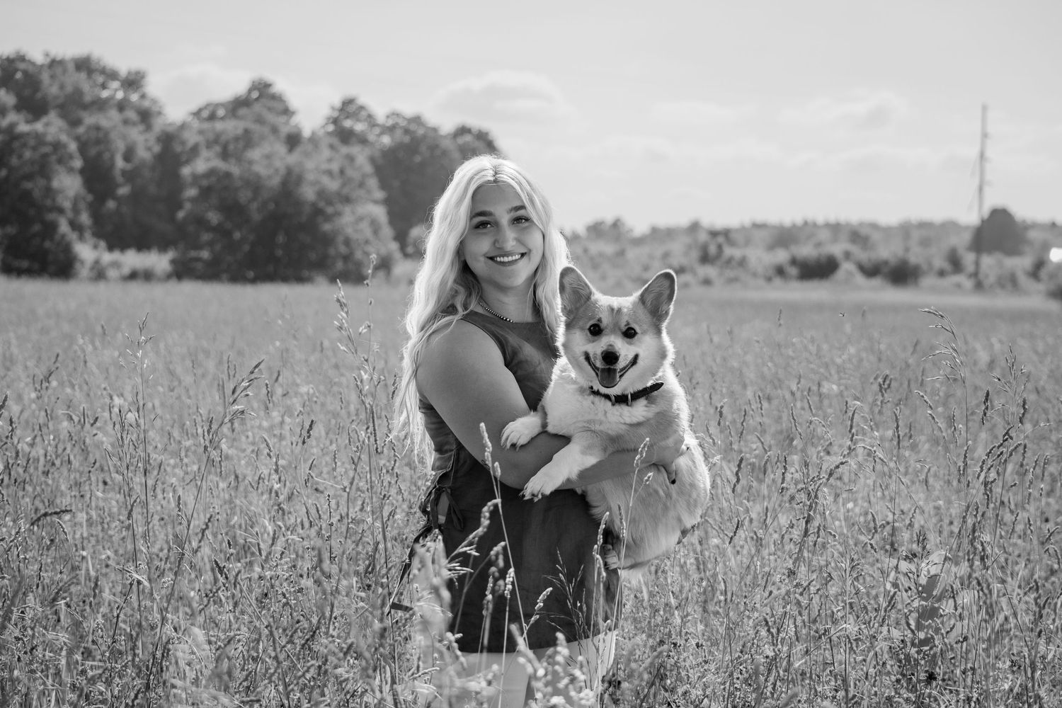 Summer Photo of a Girl with her Corgi