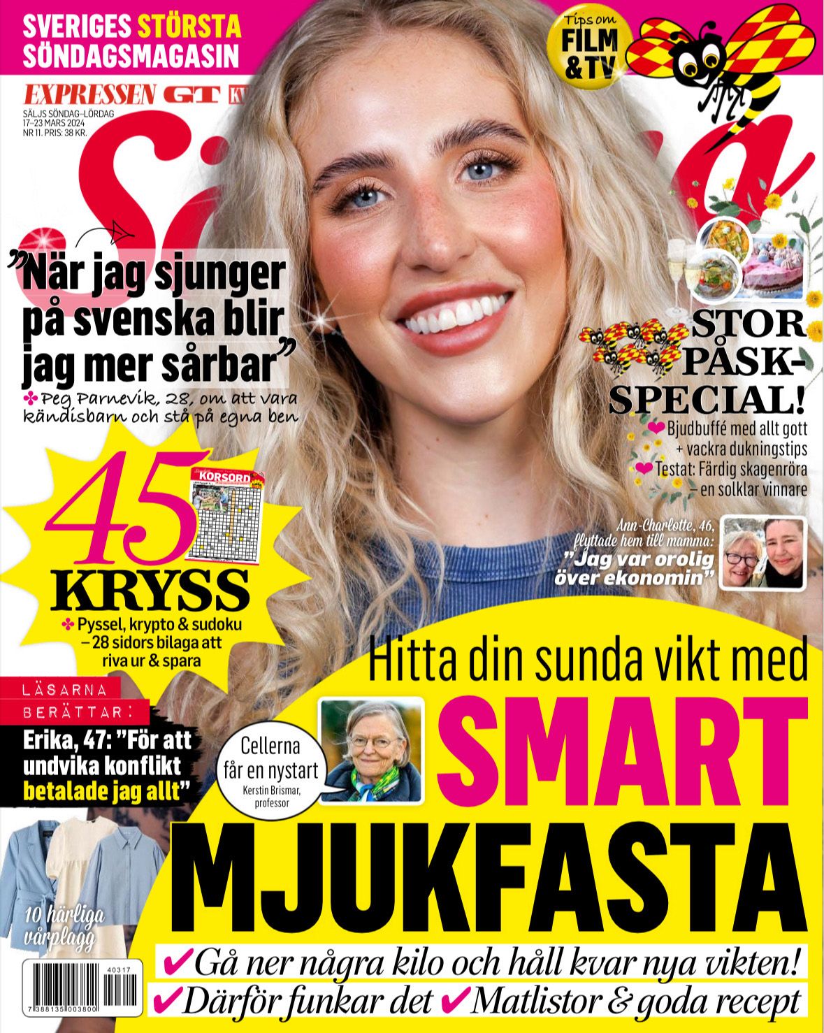 Färgglada tidskriftsomslag och layouter med hälso- och livsstilsinnehåll på svenska