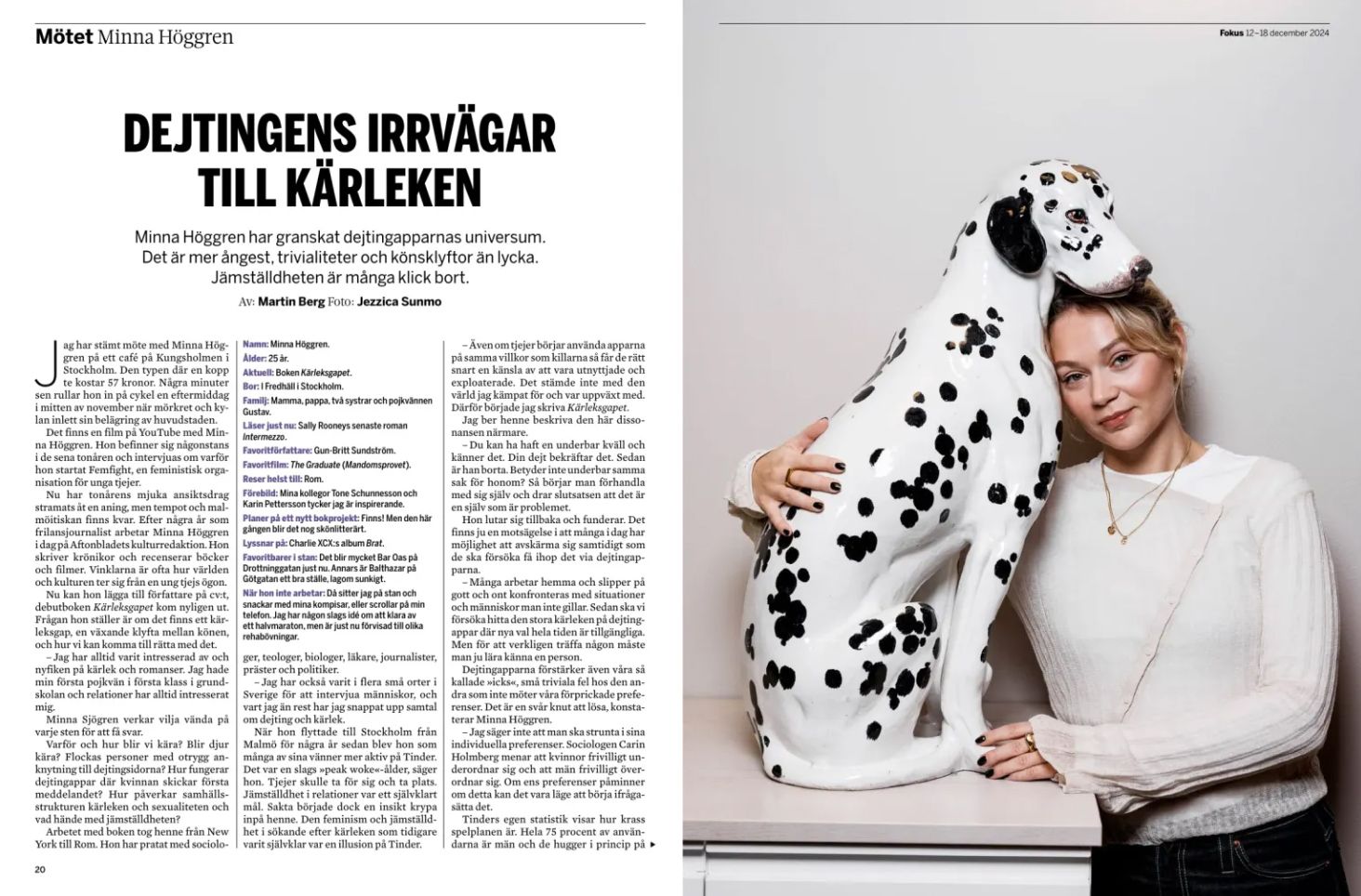 Tidningsuppslag som visar svartvitt prickigt mönster med artikeltext