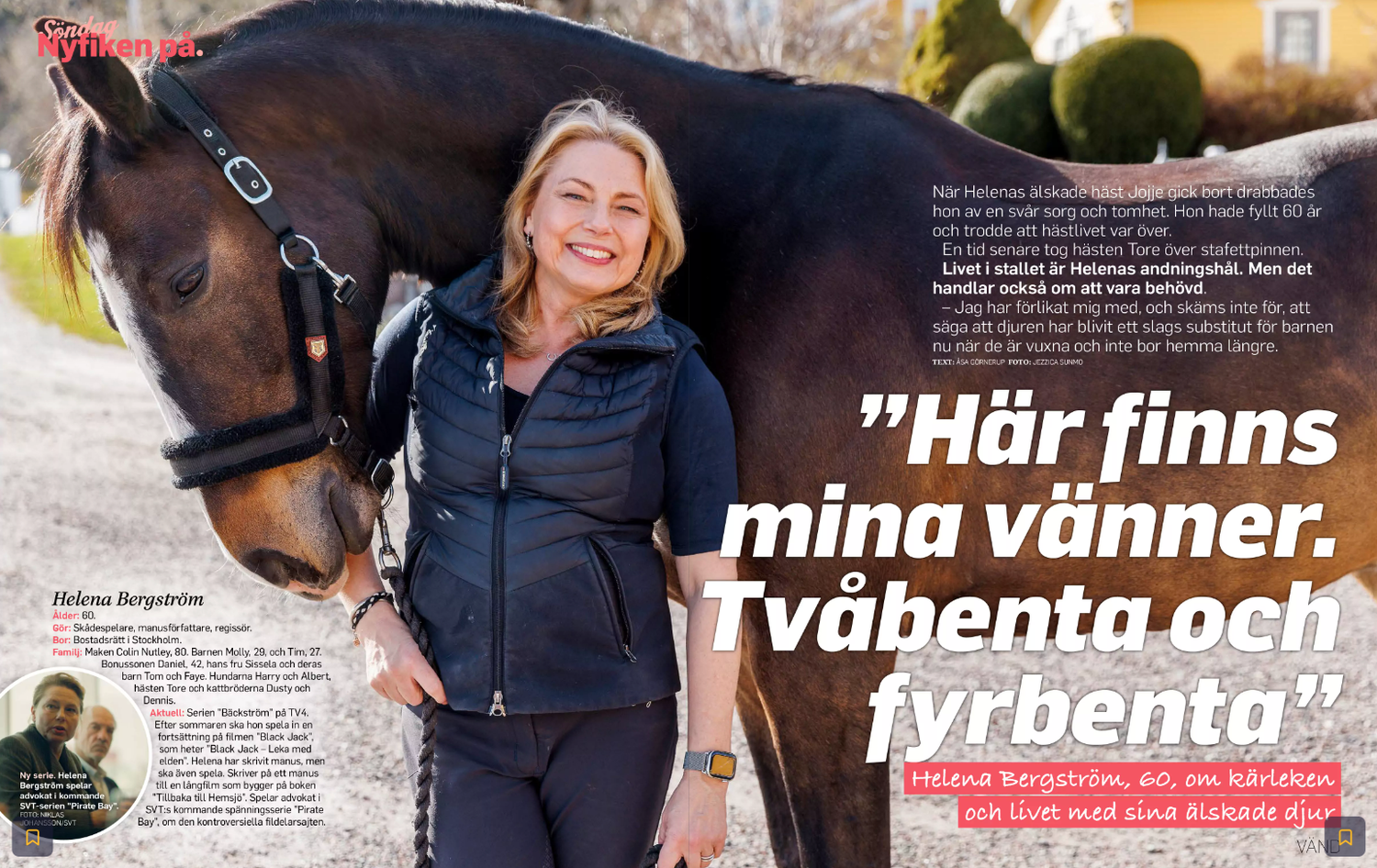 Layout för tidningsuppslag med utomhusscener och text på svenska