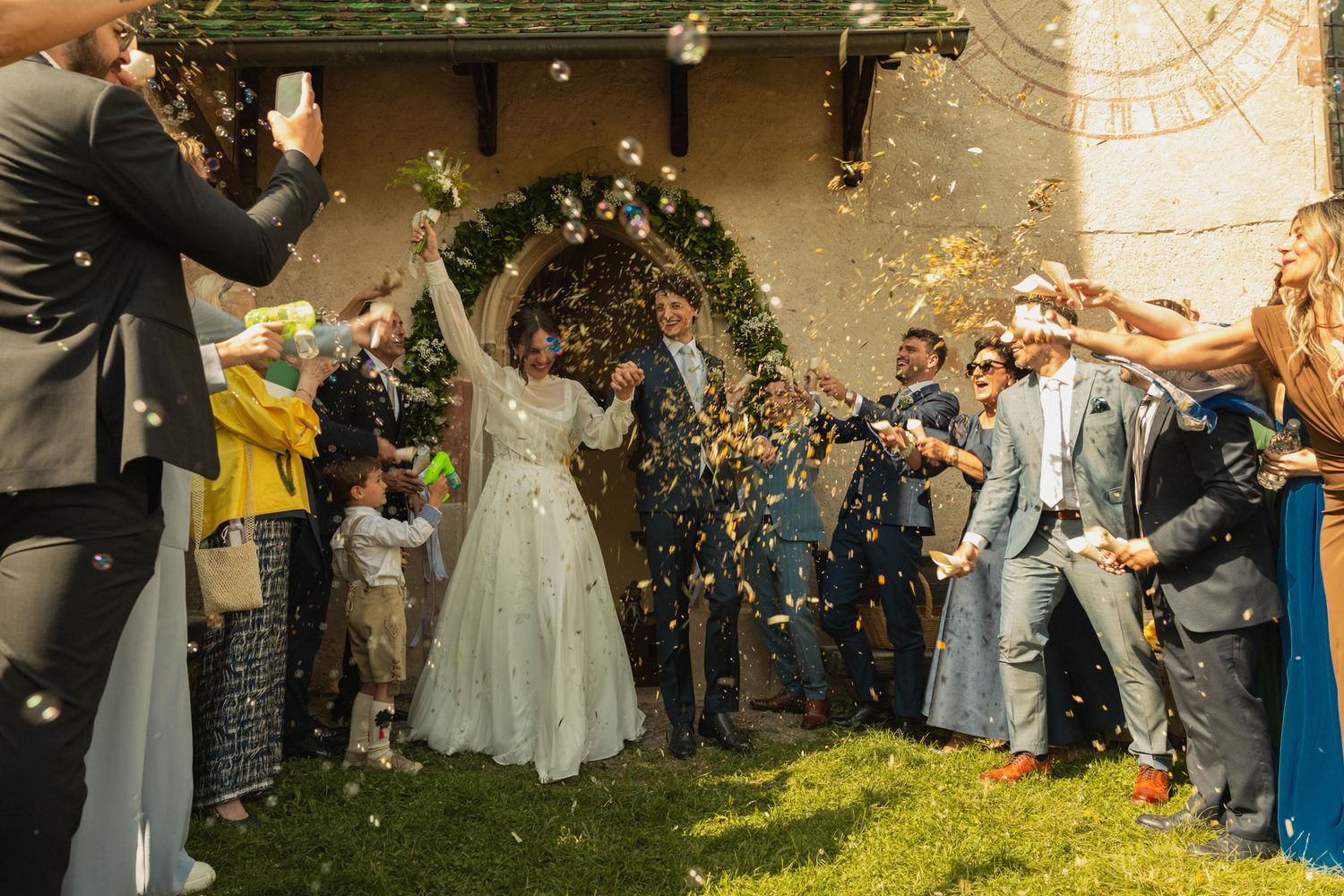 Historic alpine church wedding at San Costantino, South Tyrol
