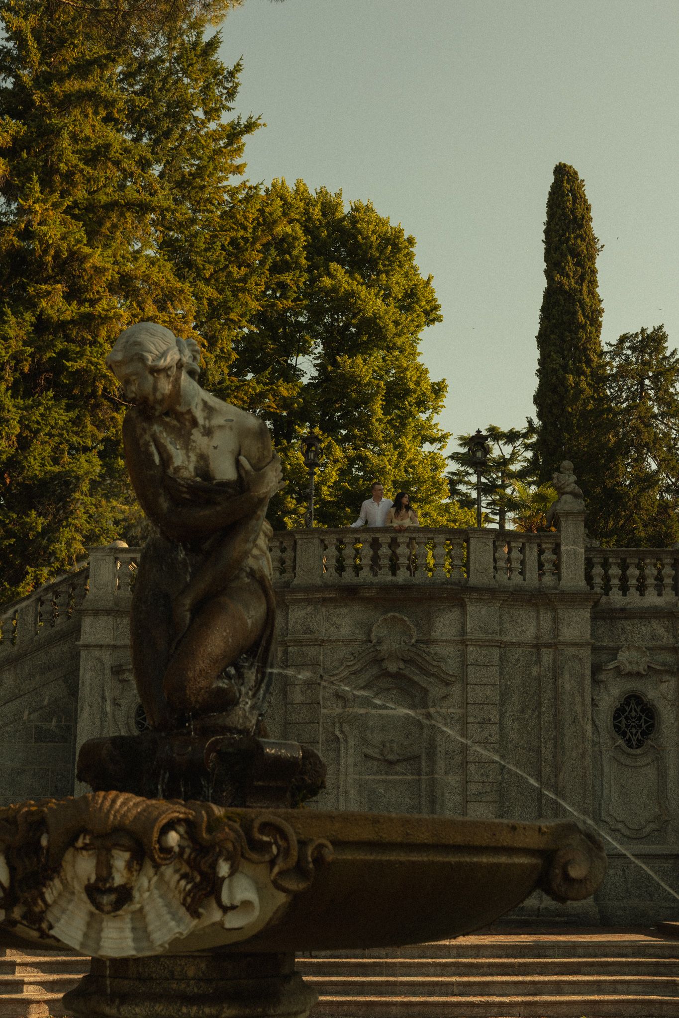 Engagement portrait at an historic building in lake Como