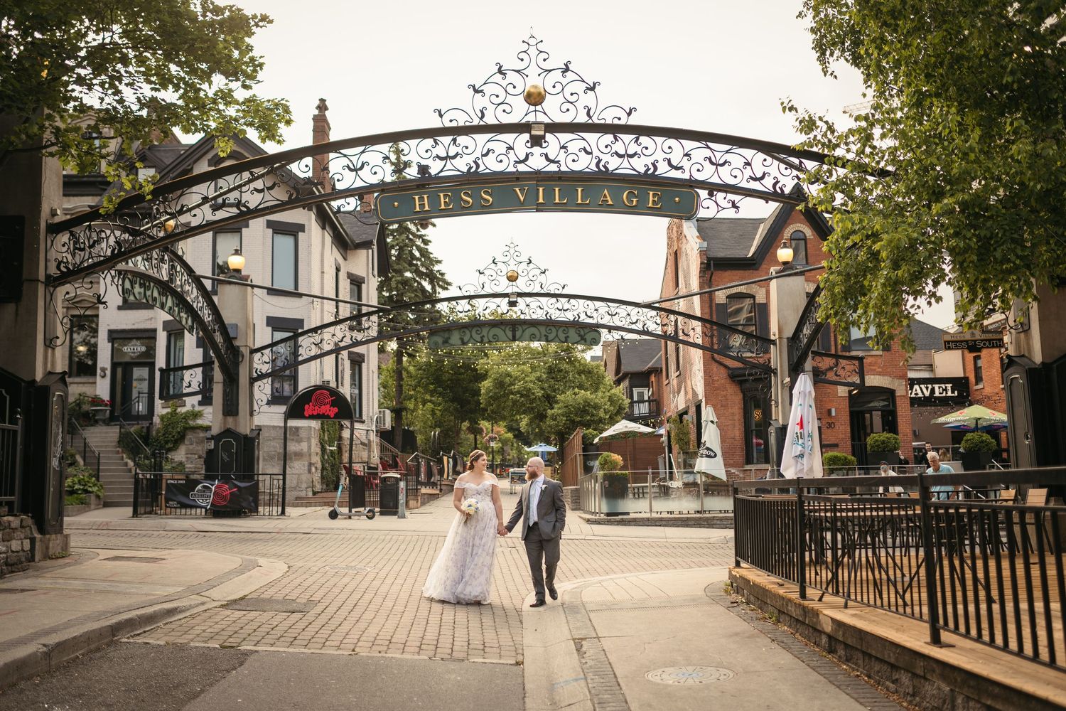 Newlyweds at Hess Village in Hamilton