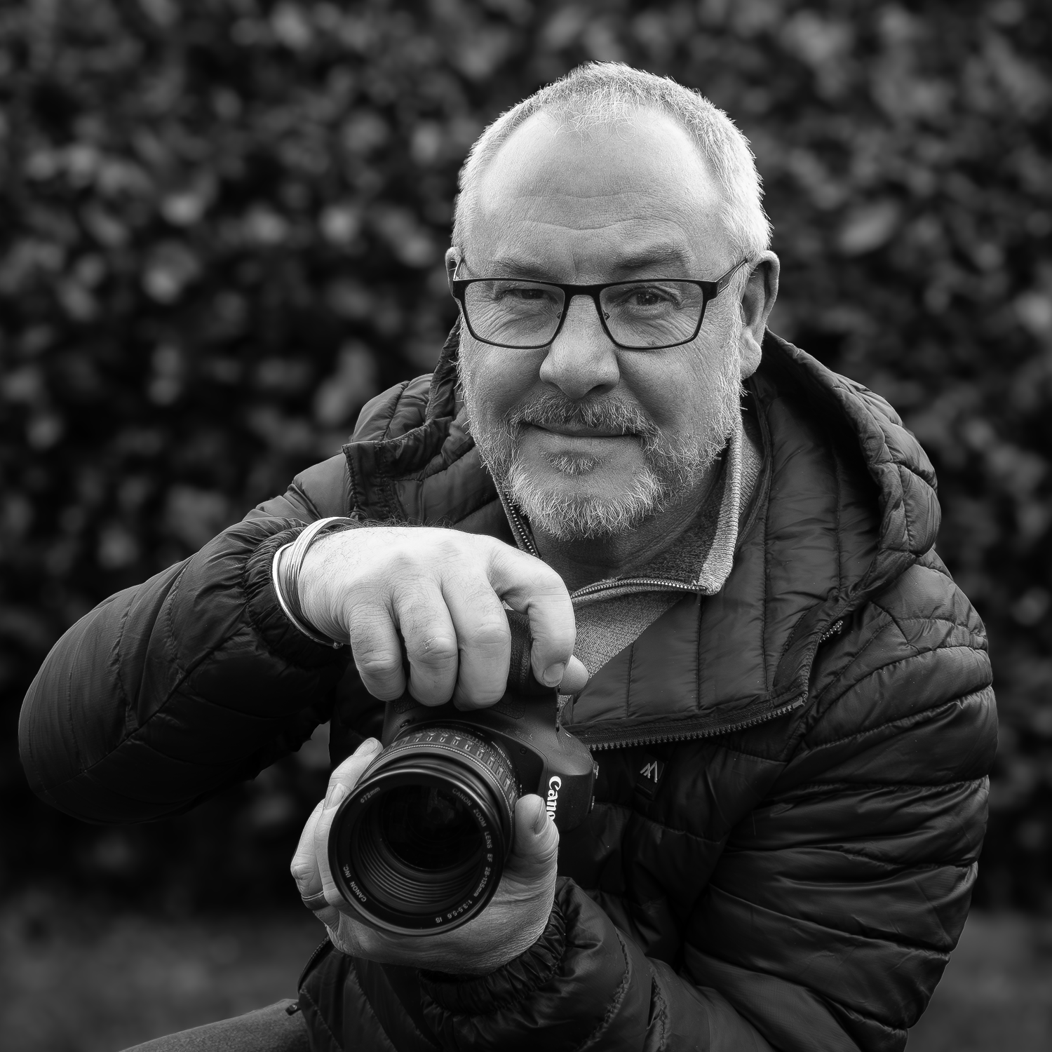 Black and white portrait of Roddy Lloyd-Jones photographer and owner of LJPhotostop.