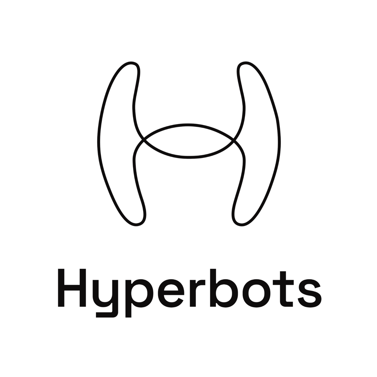 Hyperbots company logo featuring an abstract H shape formed by curved lines with an oval in the center.
