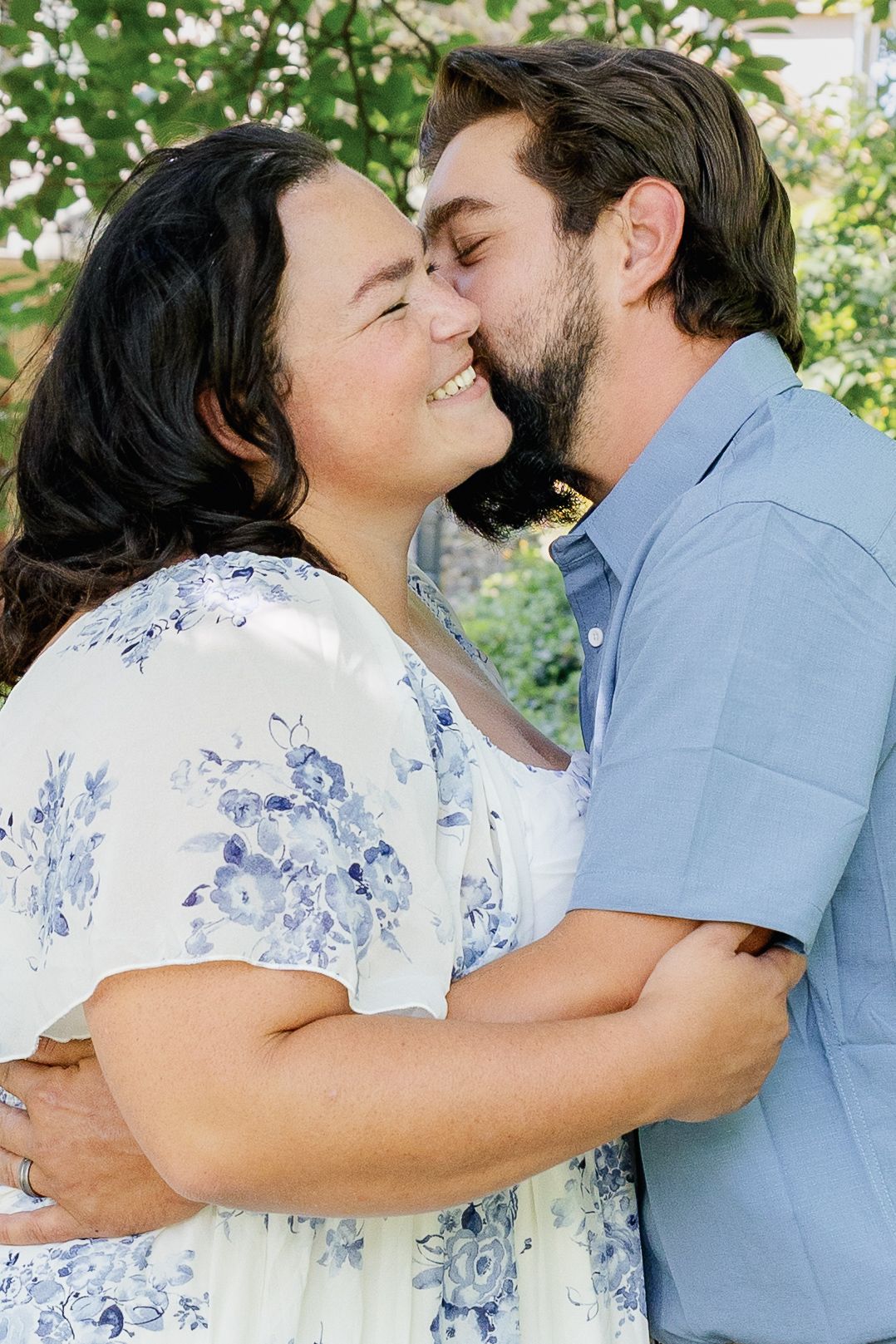 Married couple kissing during their anniversary photography session in Lancaster, Pennsylvania.